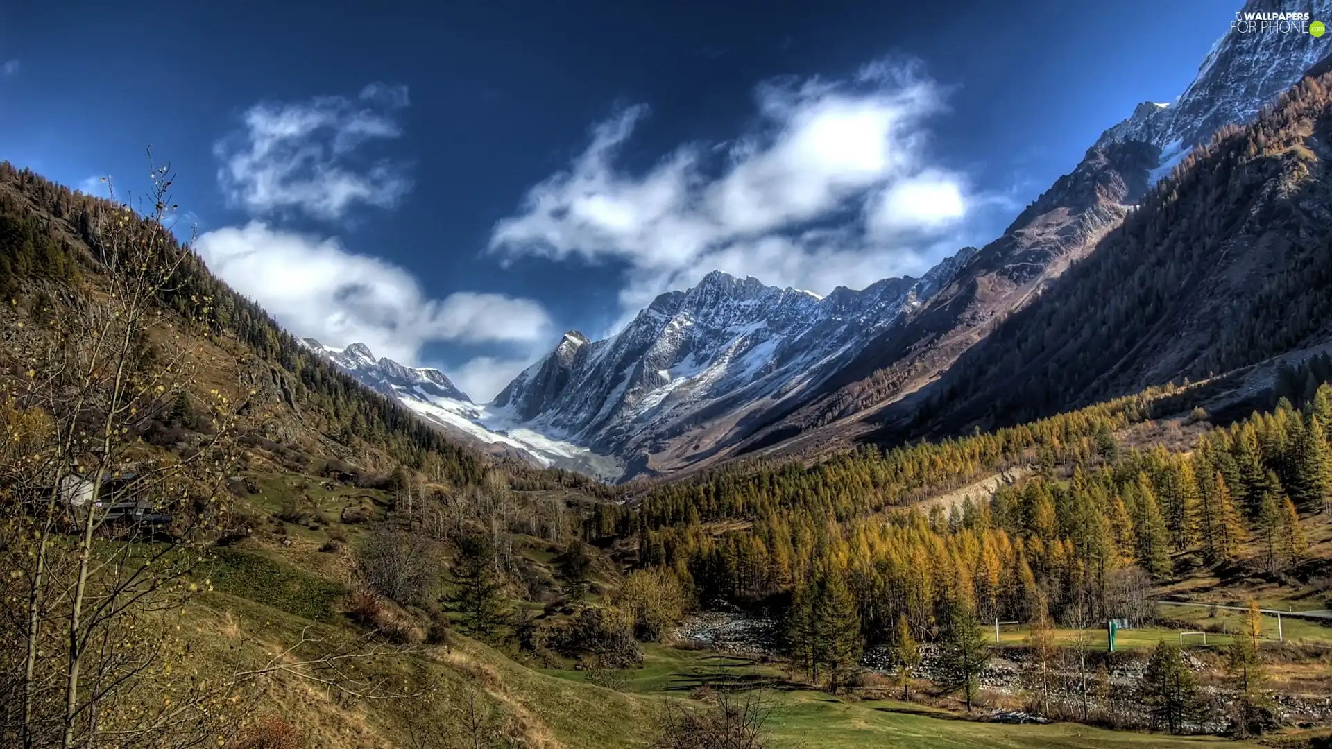 clouds, Mountains, forest