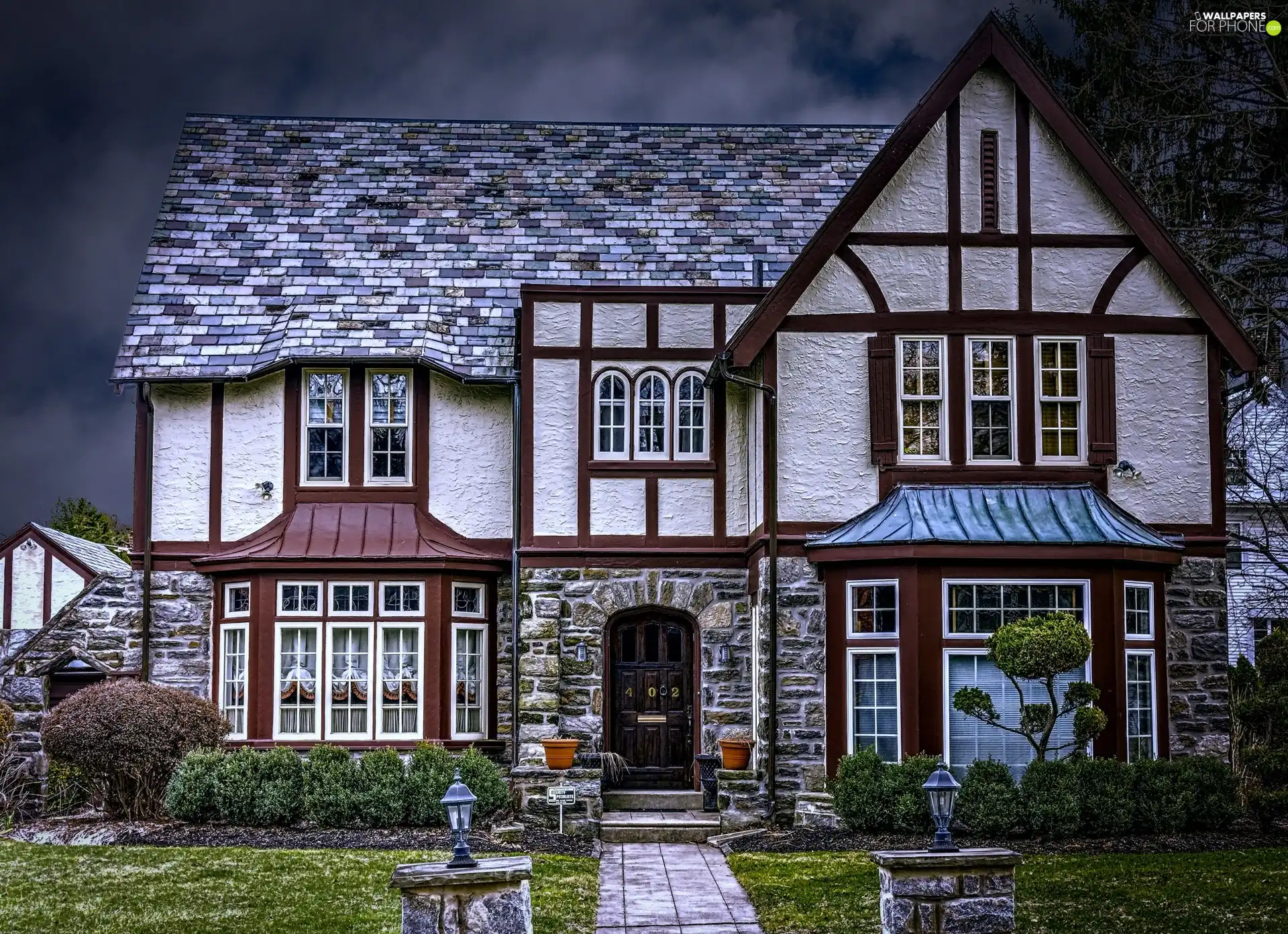house, Clouds darkened the Skies, HDR, Garden