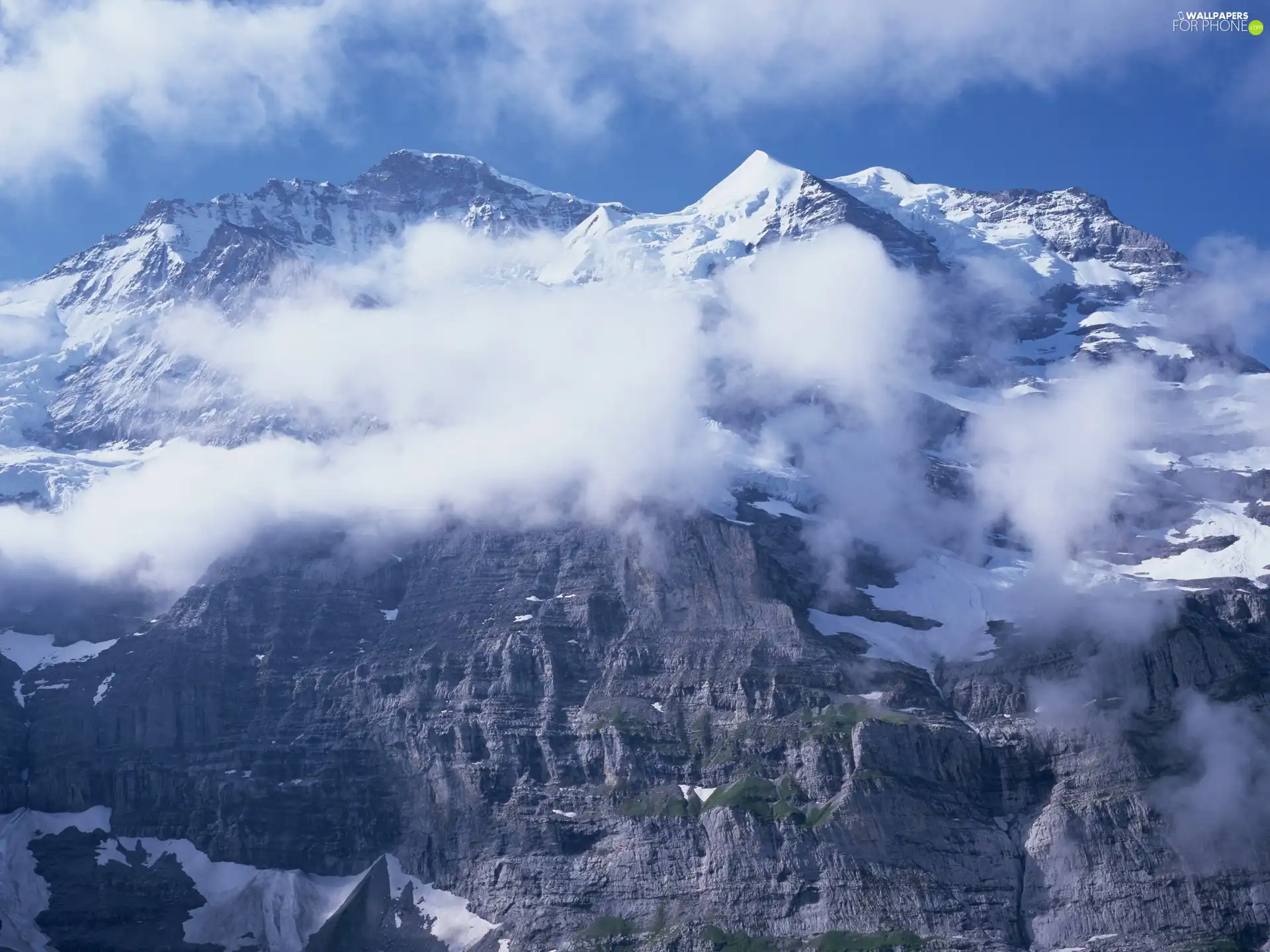 clouds, Mountains, height