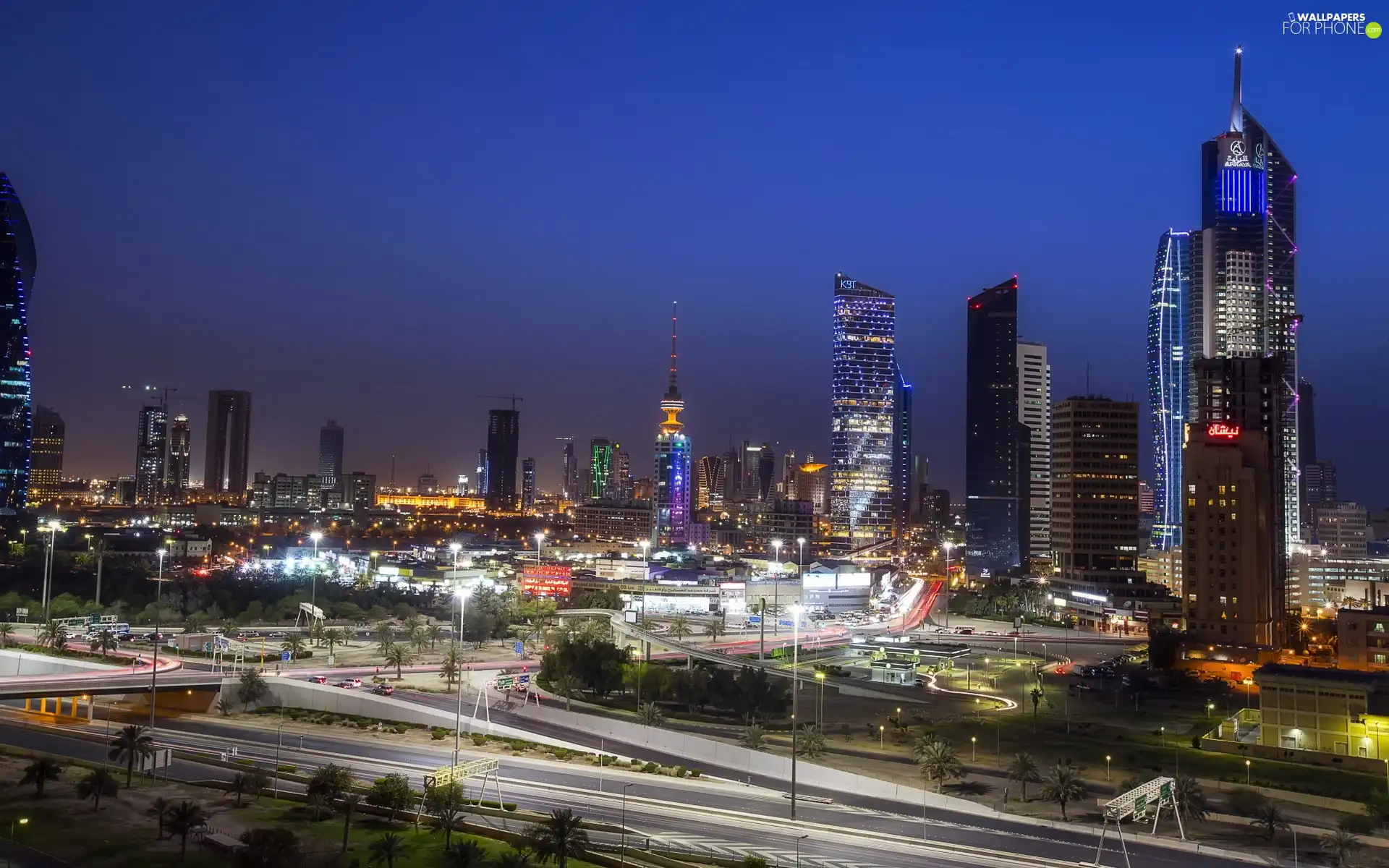 Kuwait, skyscrapers, clouds, Town