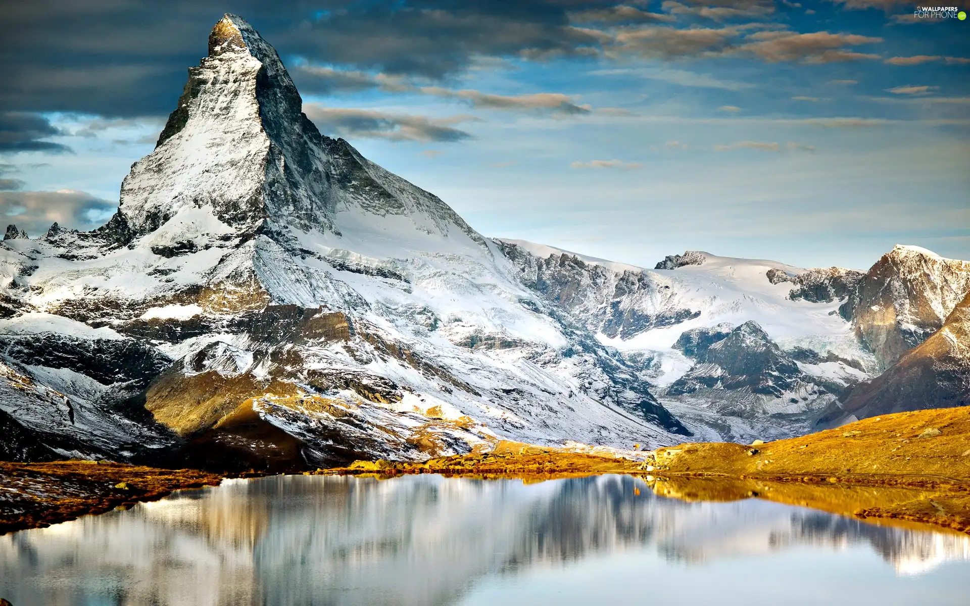 clouds, Mountains, lake