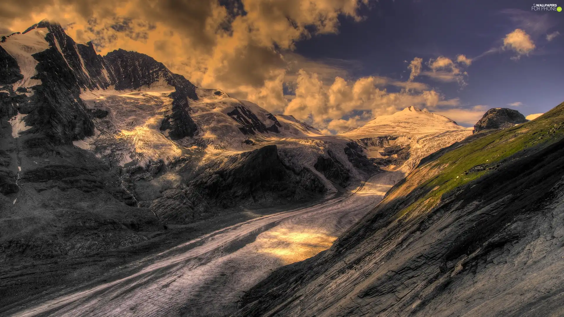 clouds, Mountains, peaks