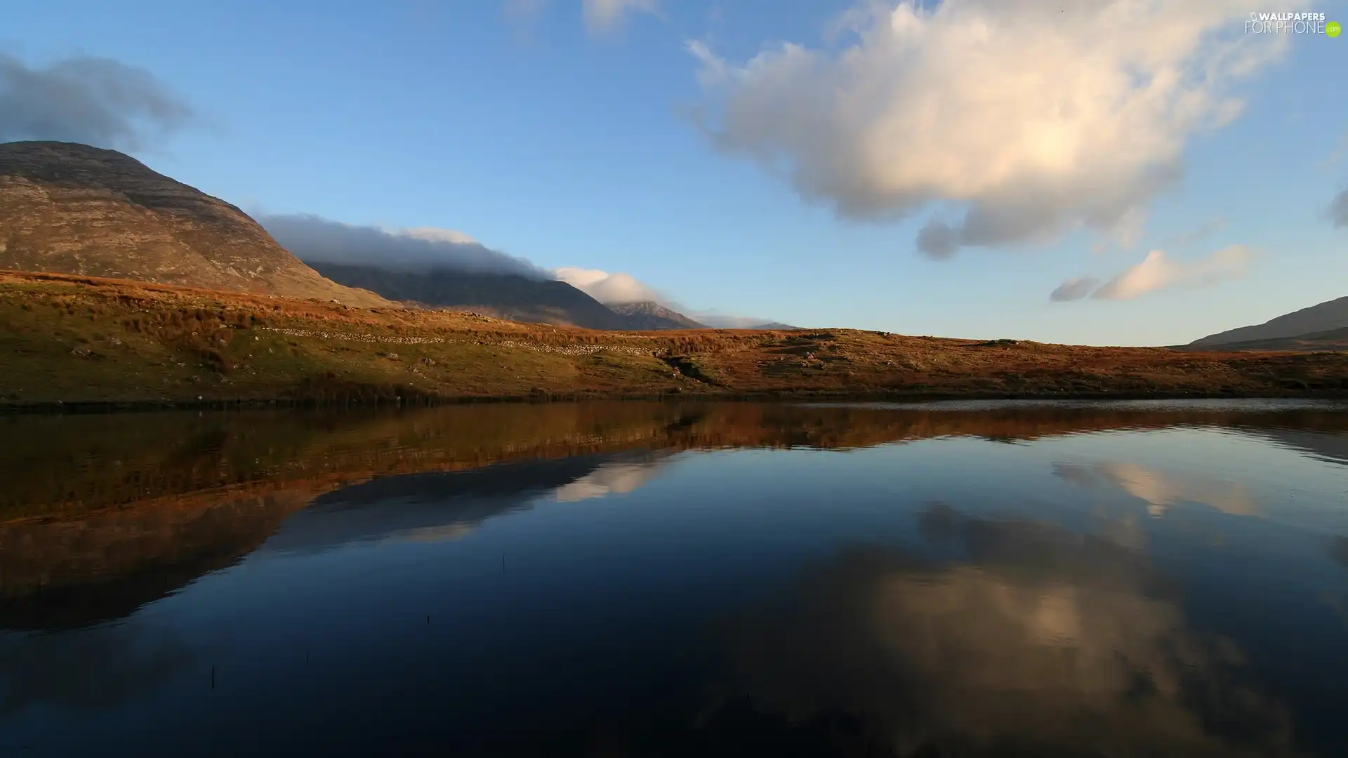 clouds, lake, reflection