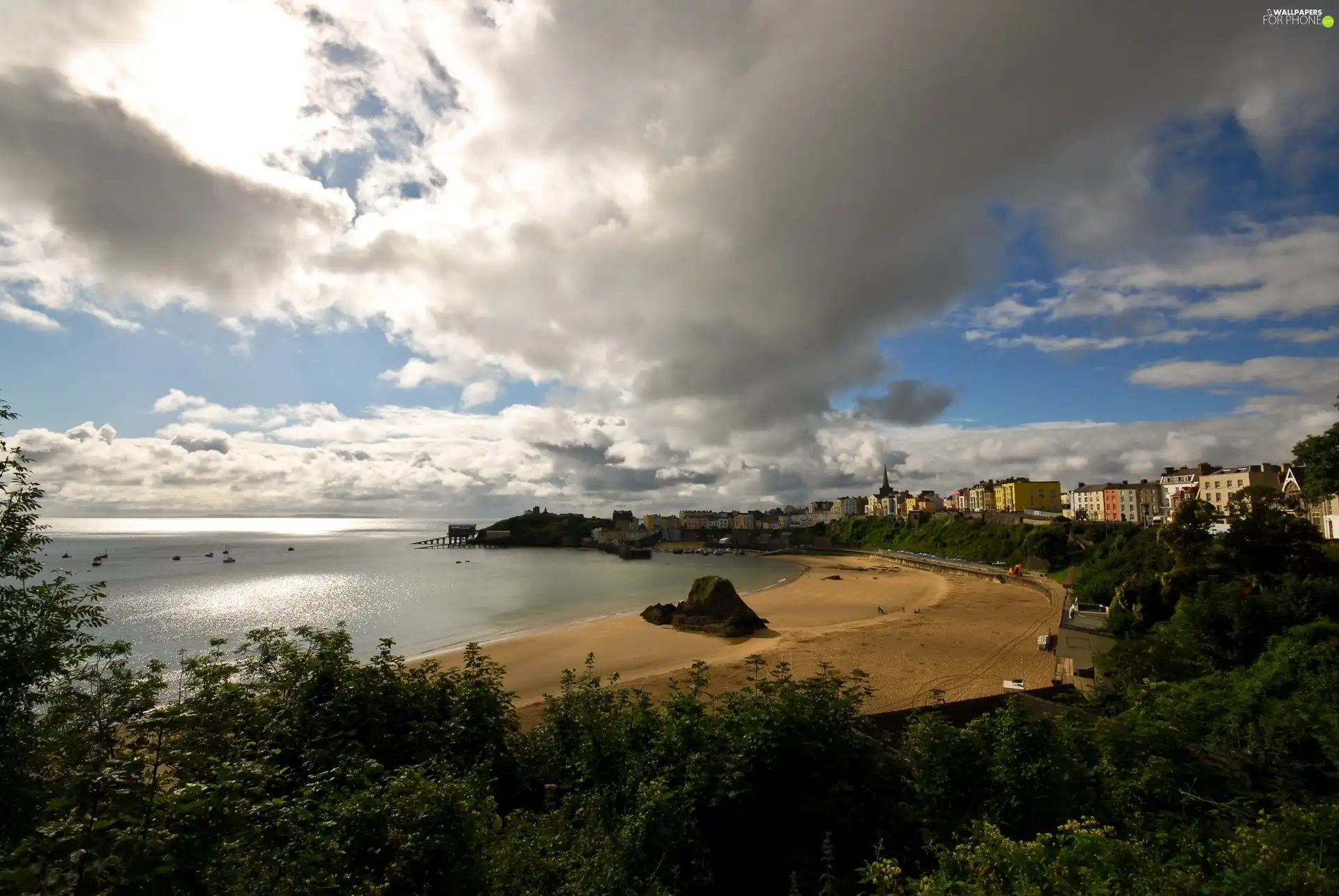 sea, Sky, clouds, Beaches