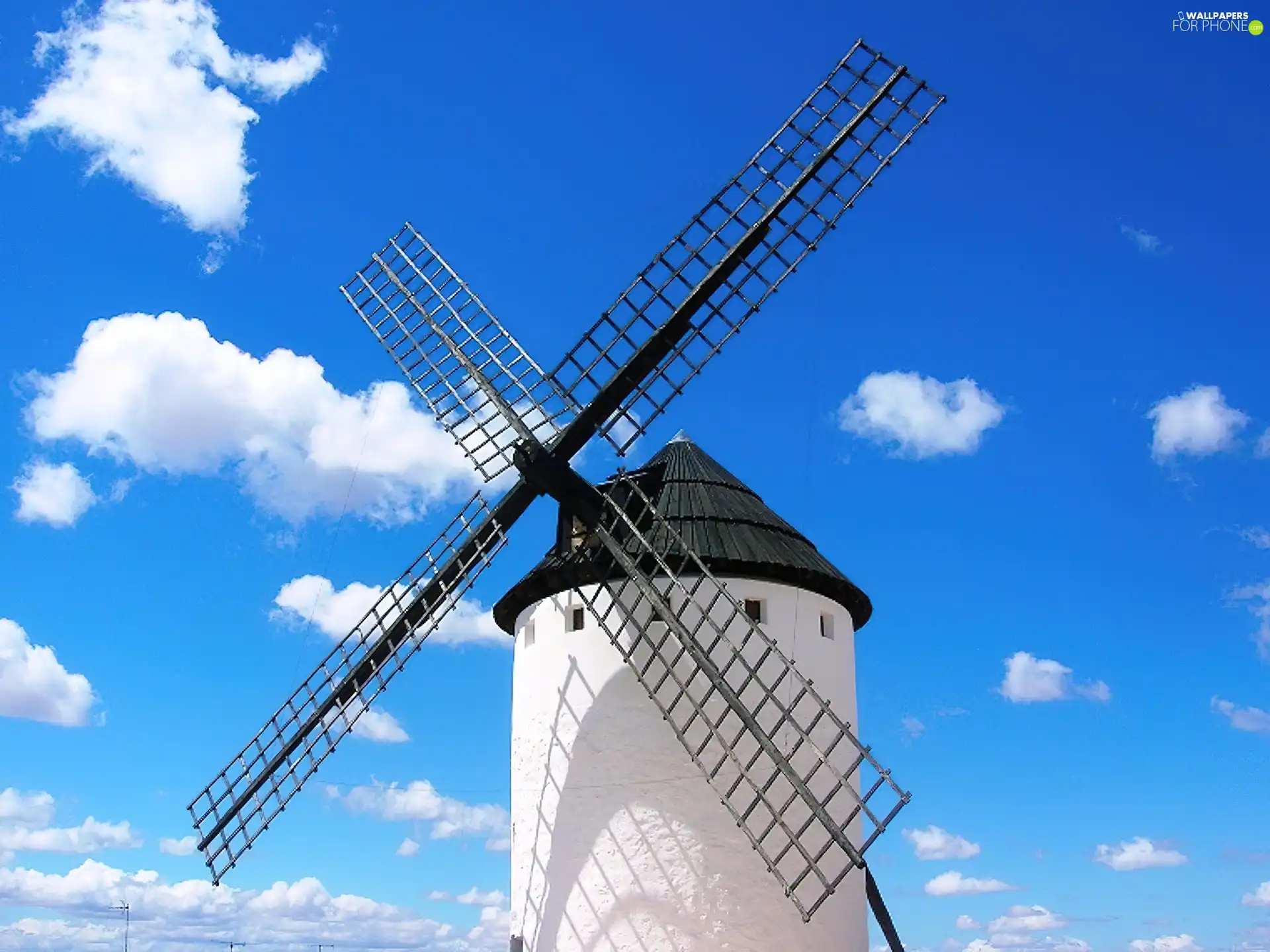 clouds, Windmill, Sky