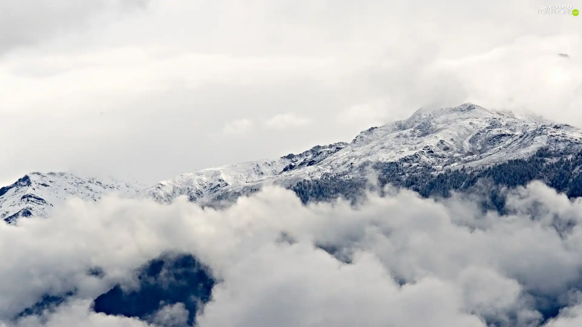 clouds, Mountains, snow