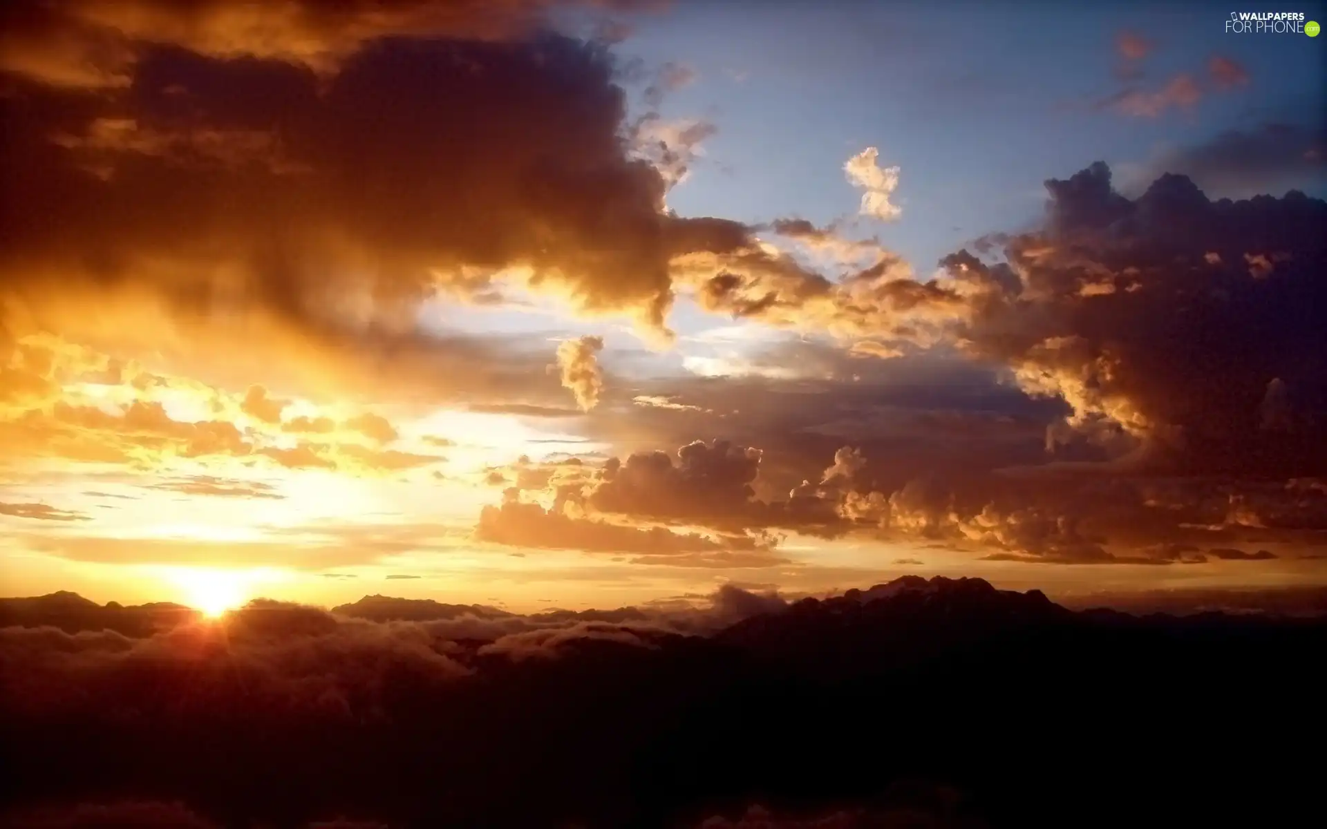 clouds, west, sun