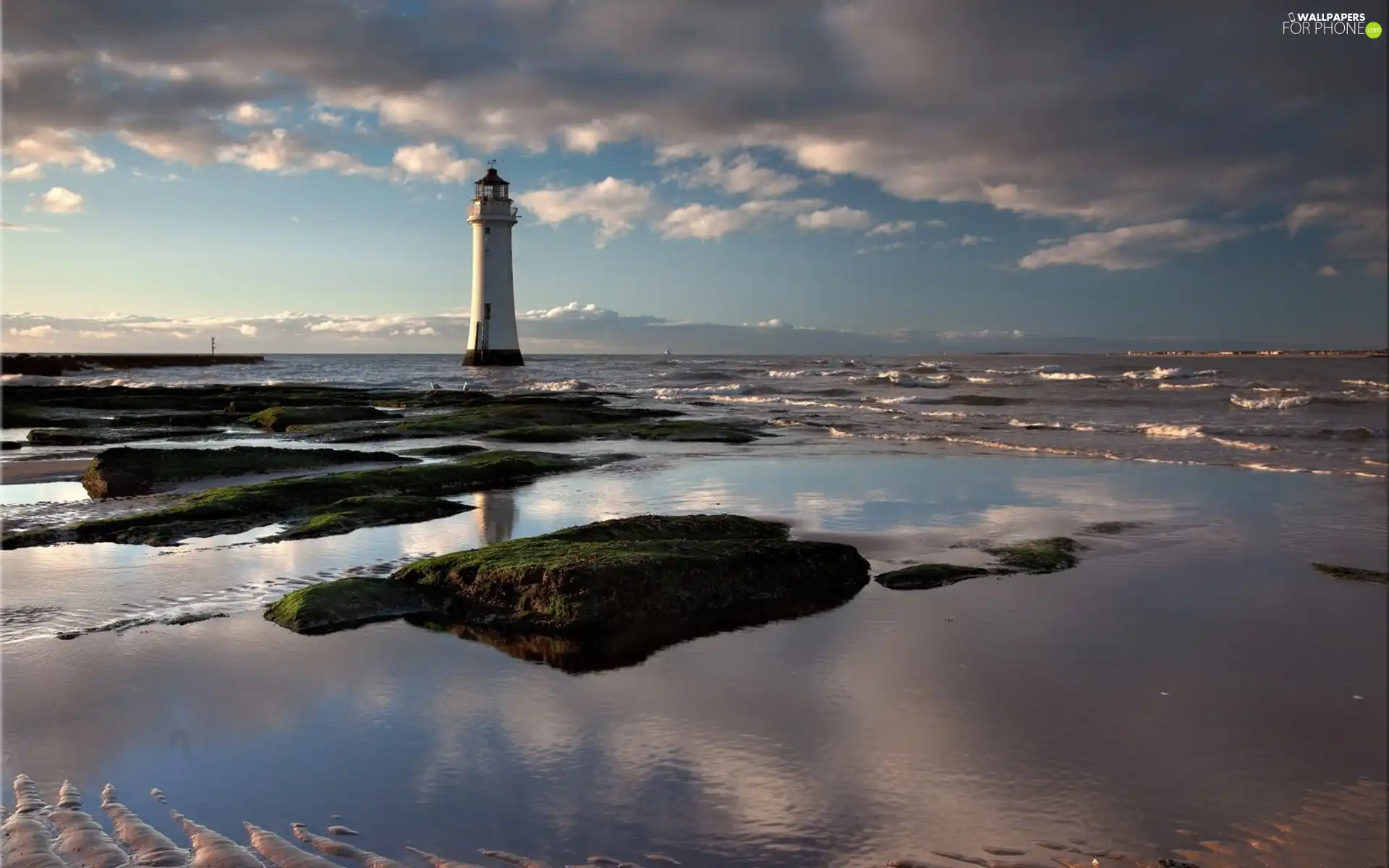 coast, clouds, maritime, sea, Lighthouse