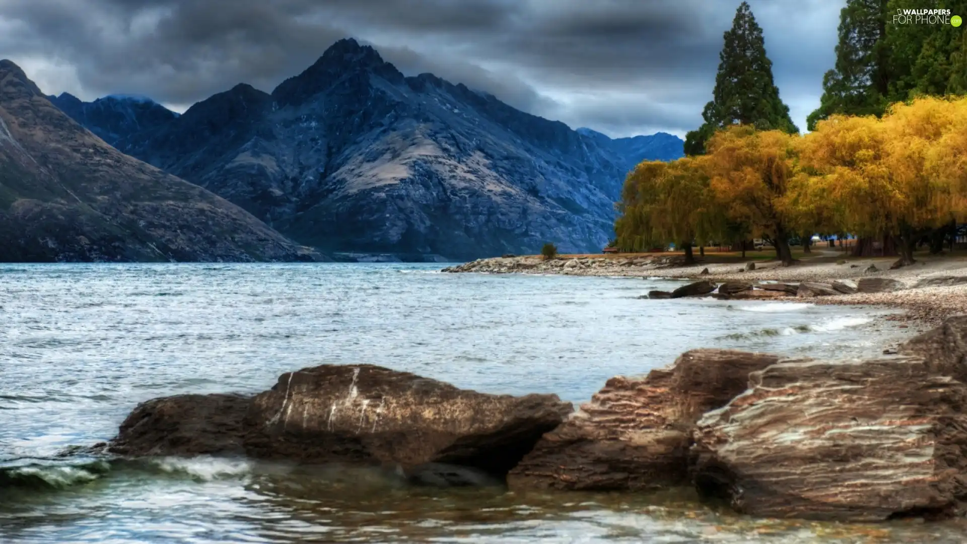 Coast, Mountains, lake