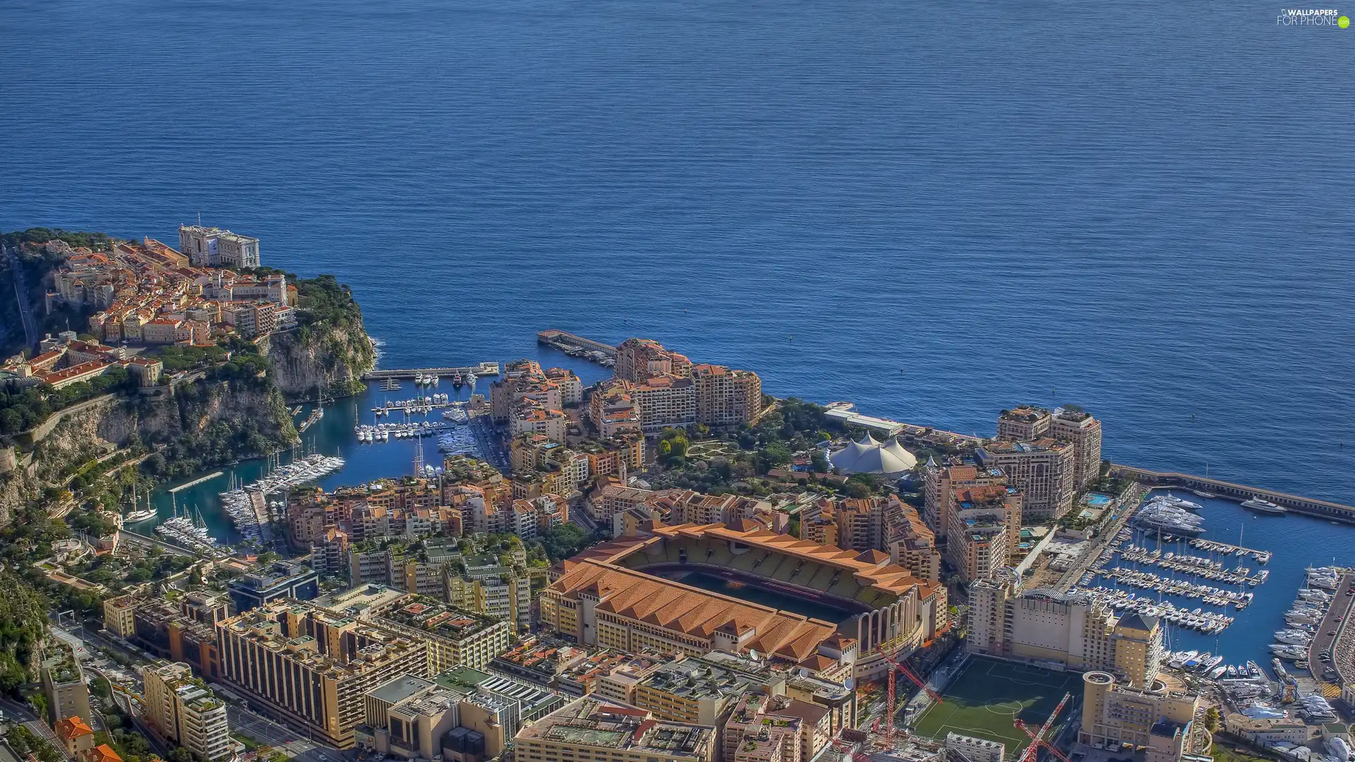 panorama, Monaco, Coast, town
