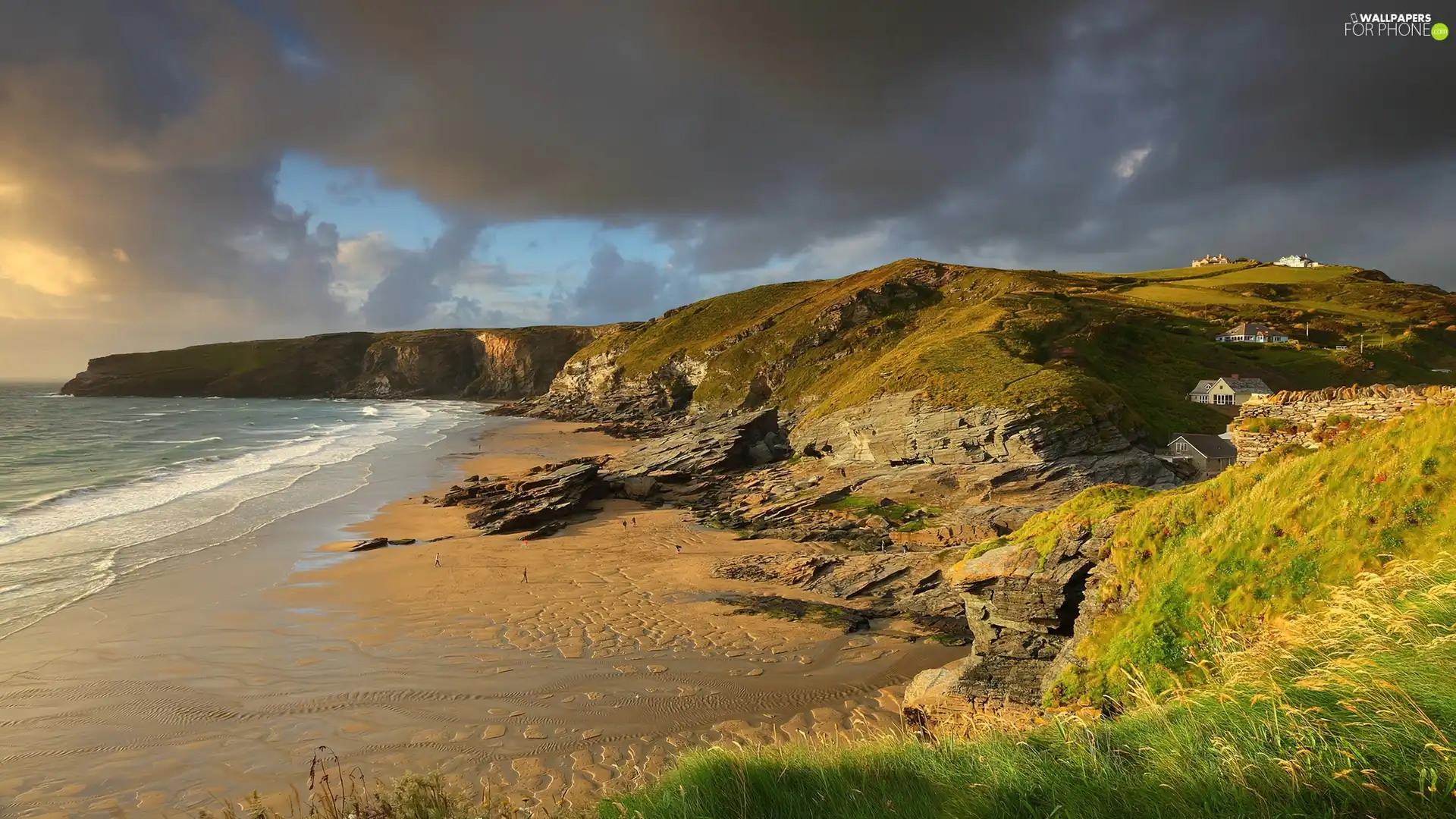 clouds, rocks, Coast, The Hills