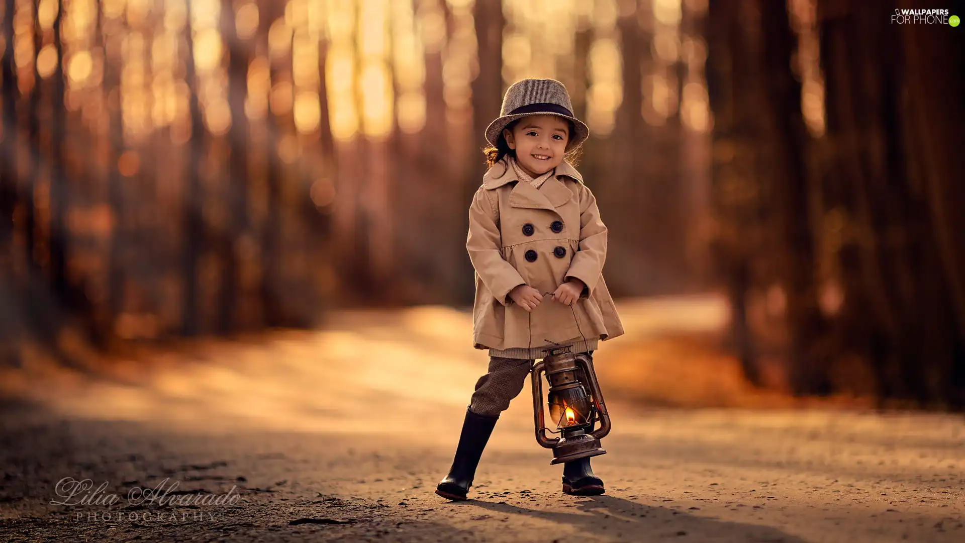 girl, Hat, Lamp, coat