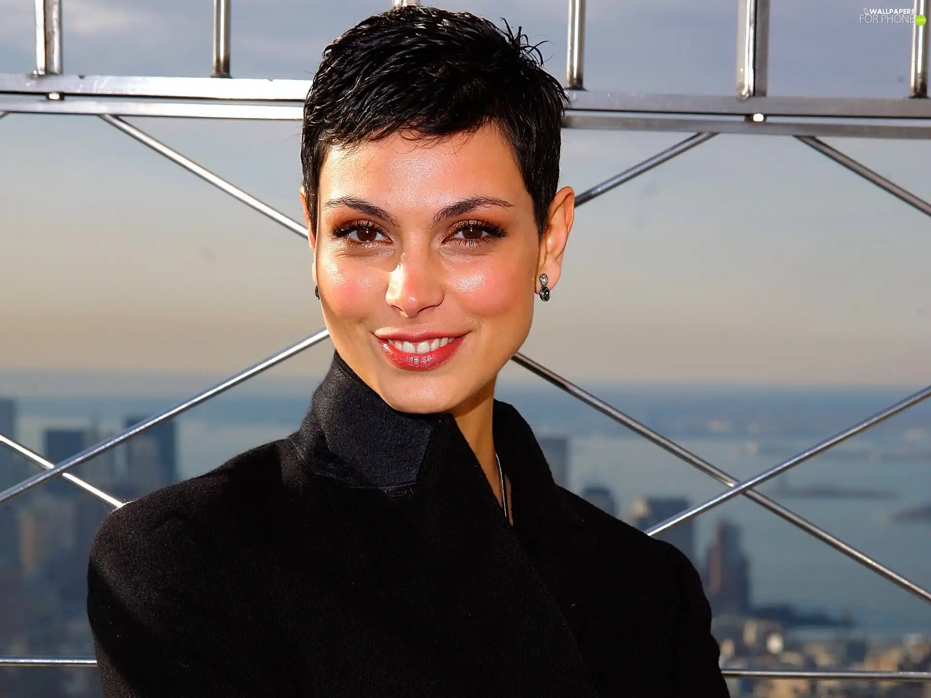 coat, grating, Smile, Black, Morena Baccarin