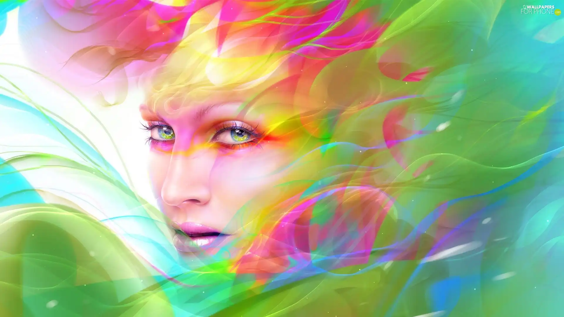 graphics, color, make-up, Women