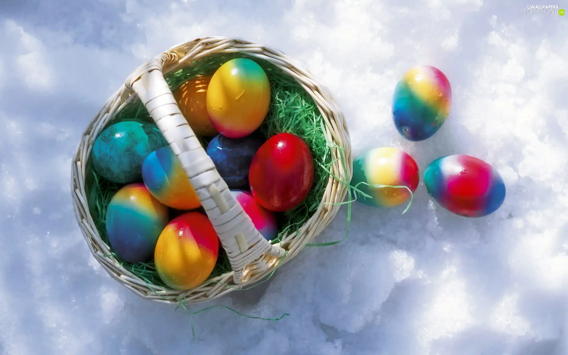 Easter eggs, basket, Colorful