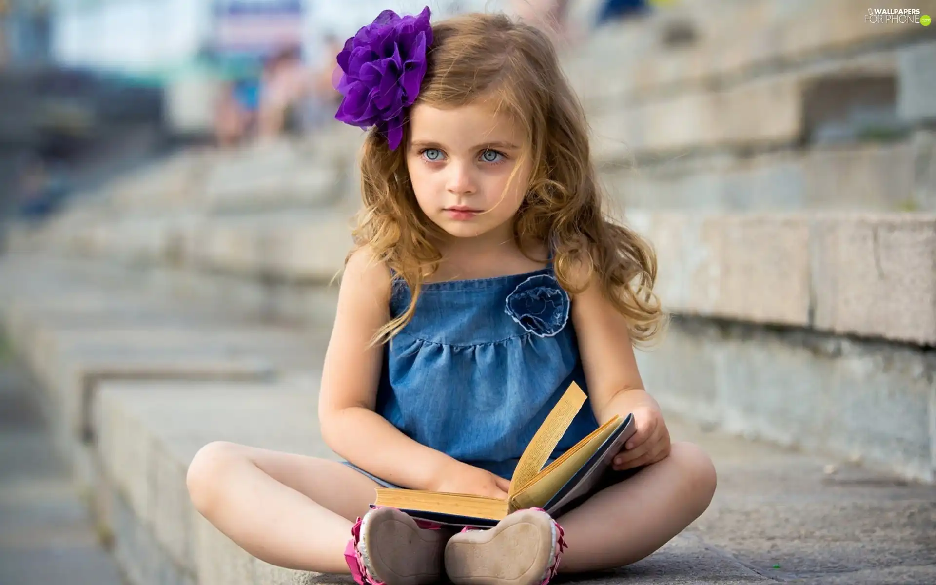 Book, girl, Colourfull Flowers