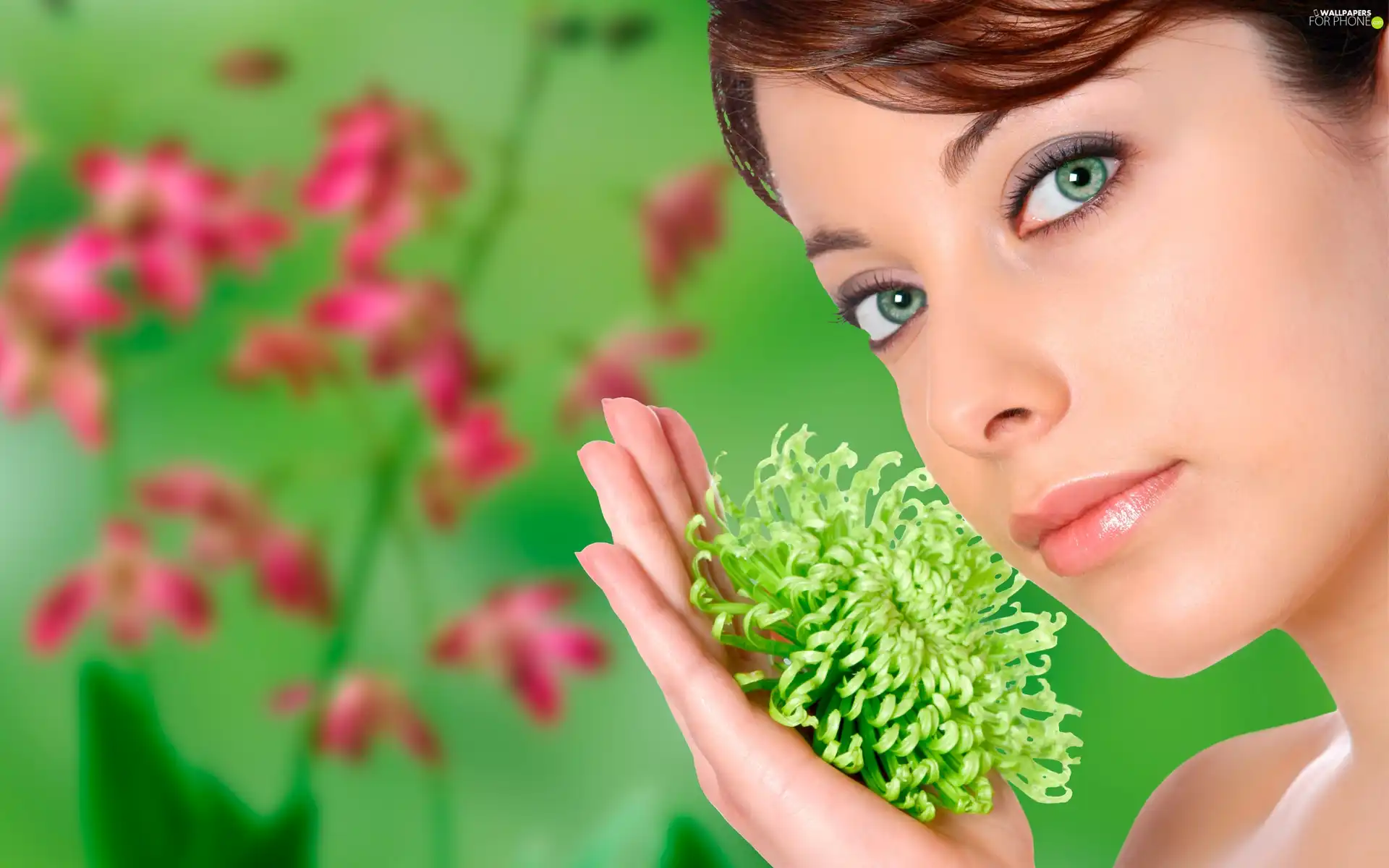 face, hand, Colourfull Flowers, Womens