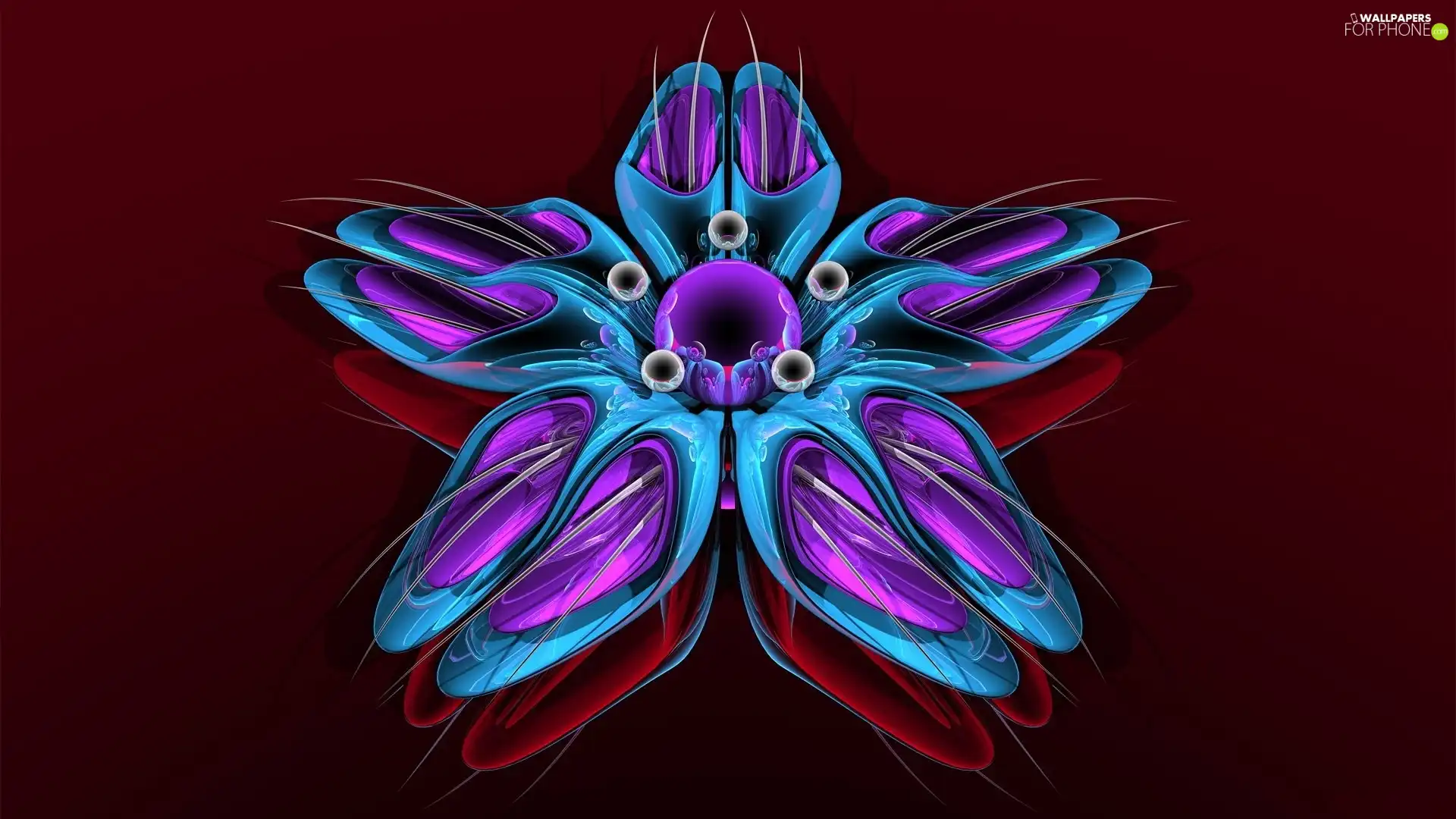 3D Graphics, blue, Colourfull Flowers