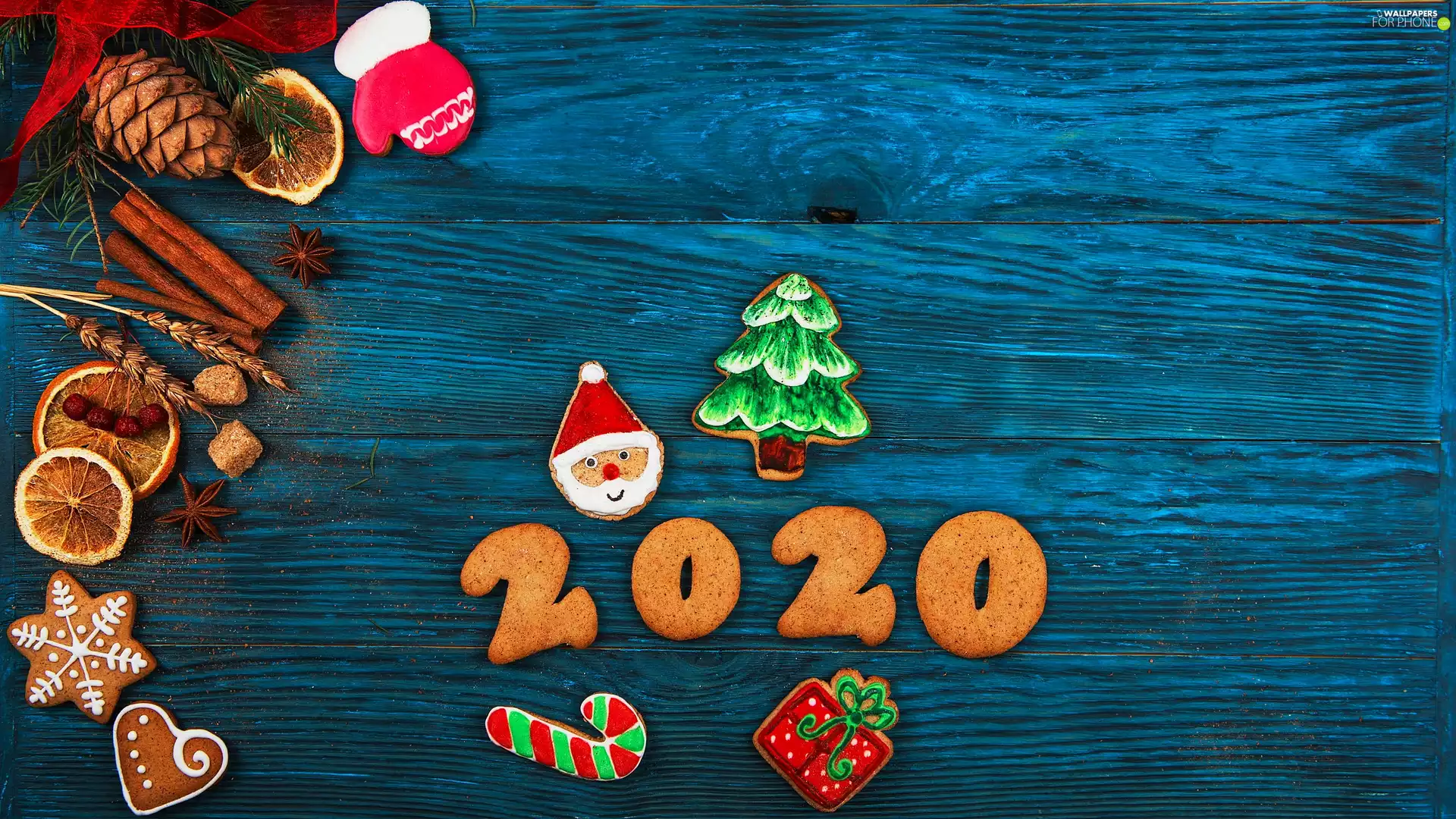 ginger, Christmas, slices, orange, Blue, 2020, New Year, Cookies, composition, boarding, cinnamon