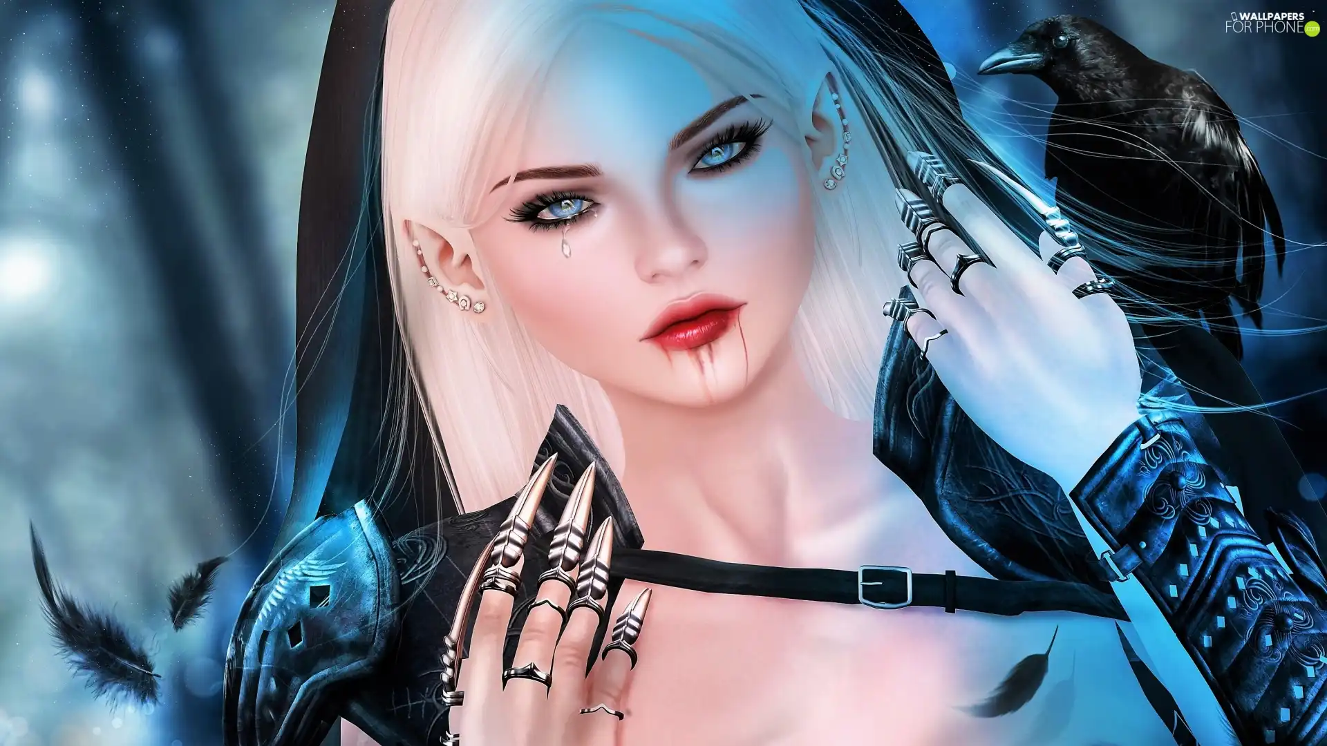 fantasy, demon, Crow, girl