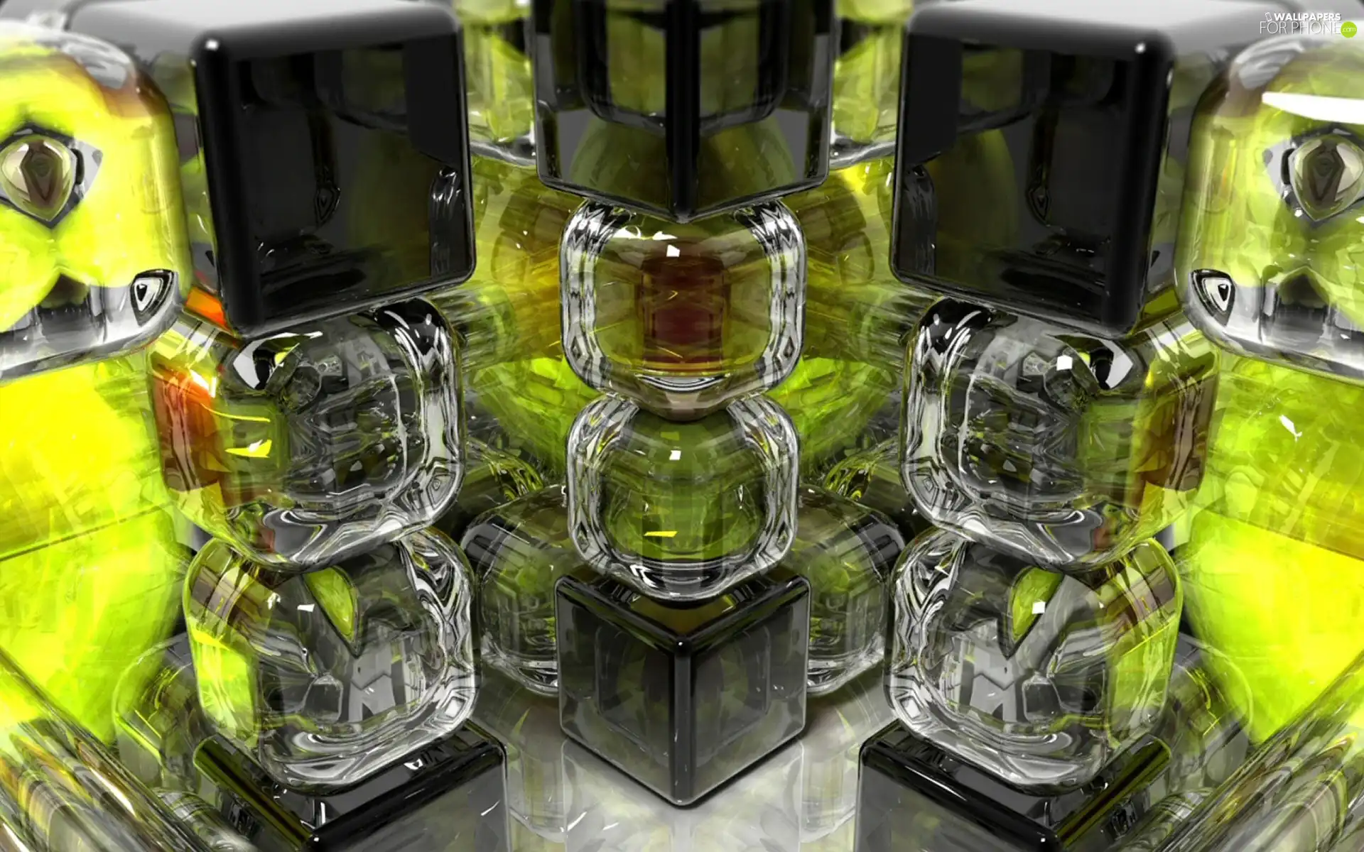 glass, cubes
