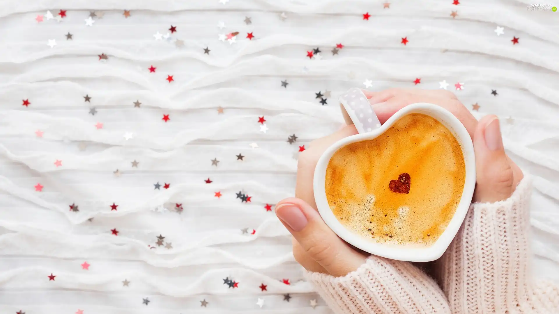 Stars, Heart teddybear, cup, hands, coffee