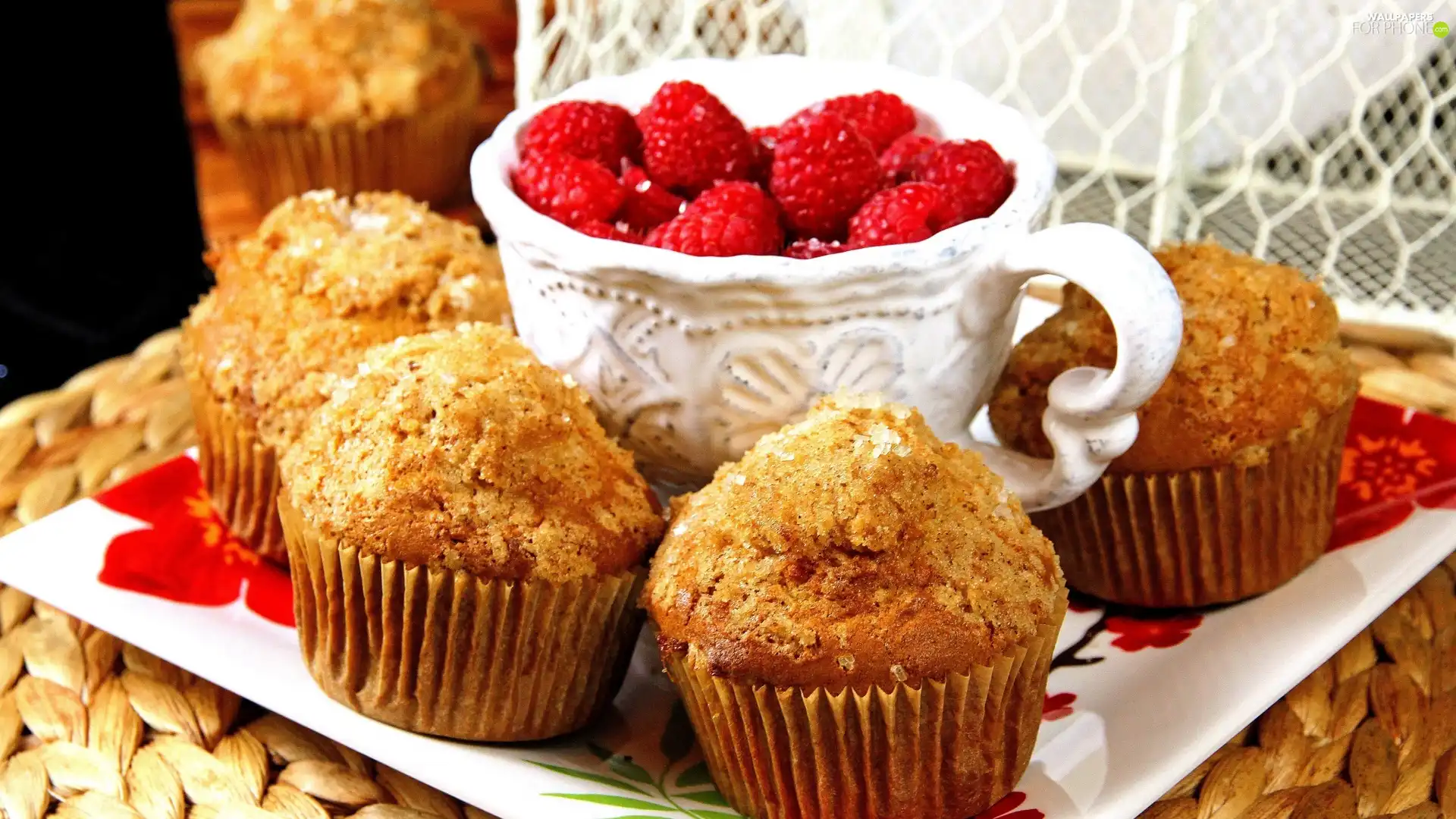 cup, Muffins, raspberries