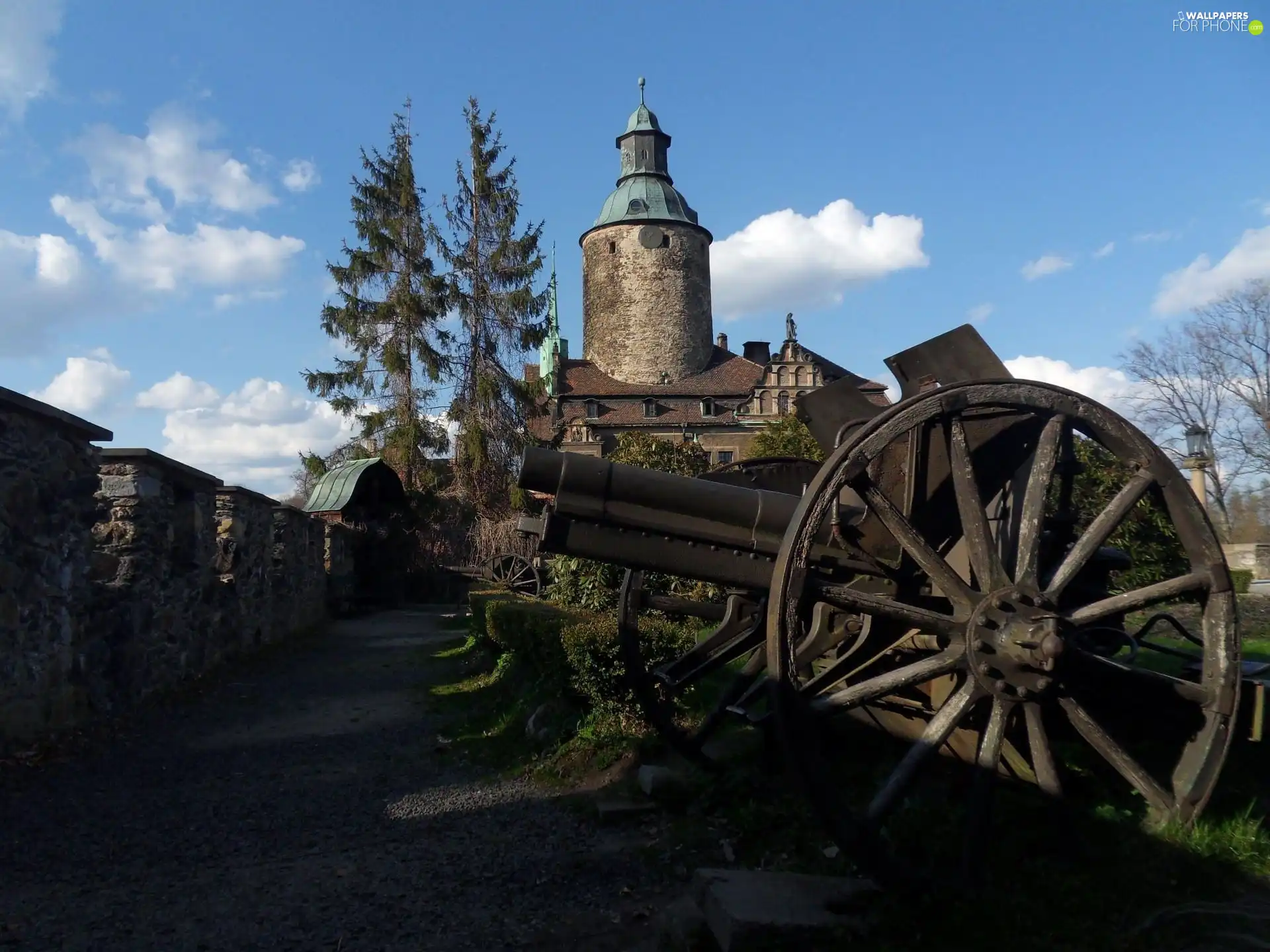 gun, defensive, Czocha Castle, wall