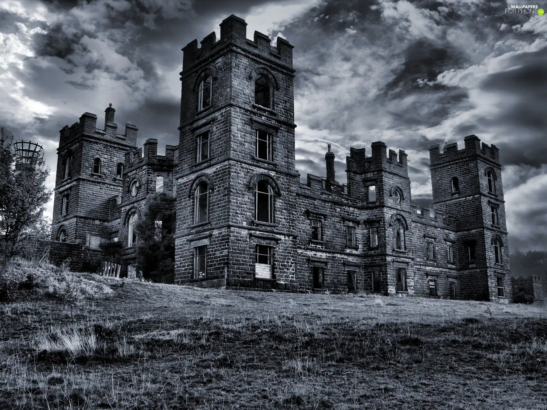 dark, Castle, clouds