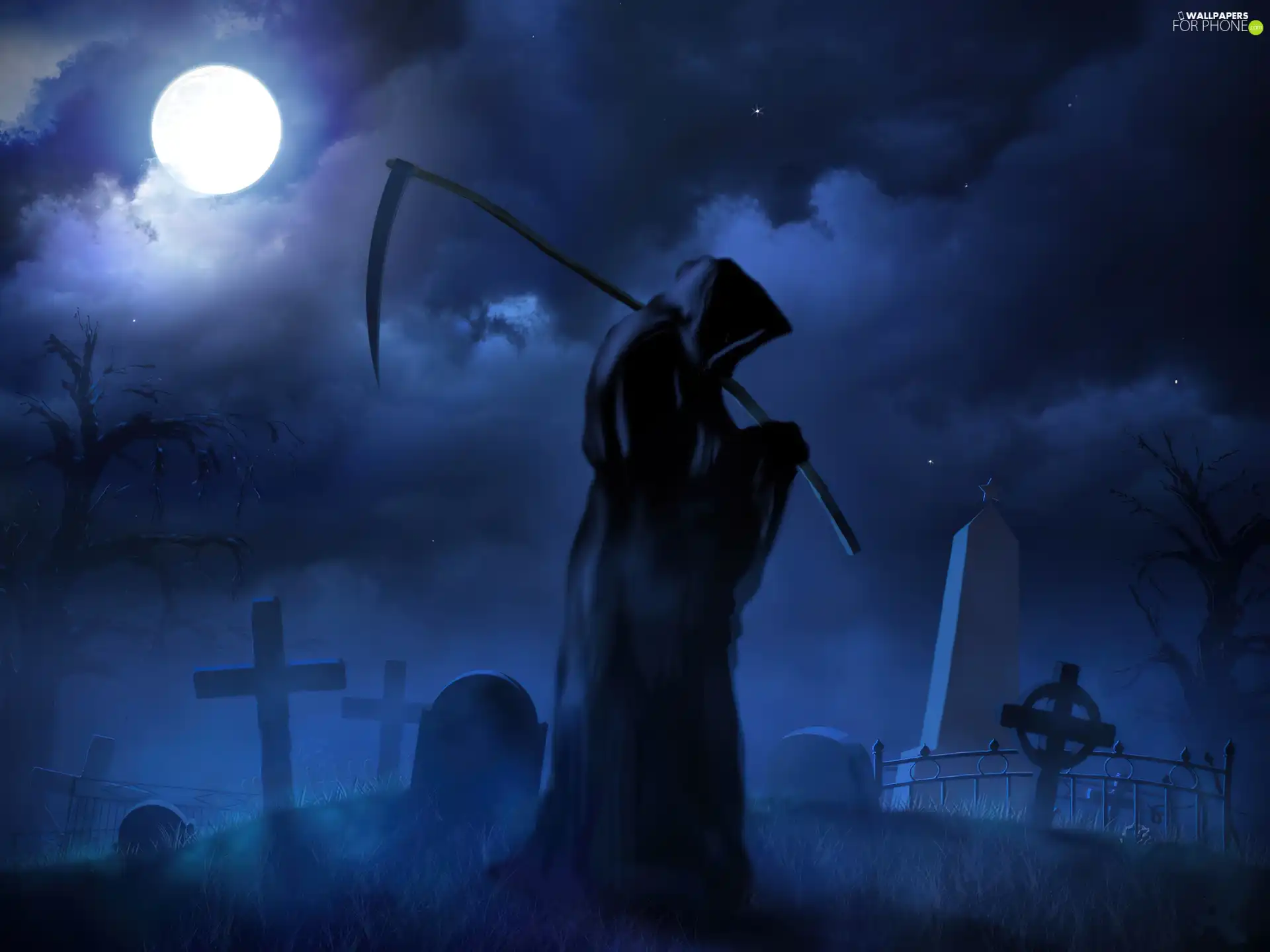 death, Night, cemetery