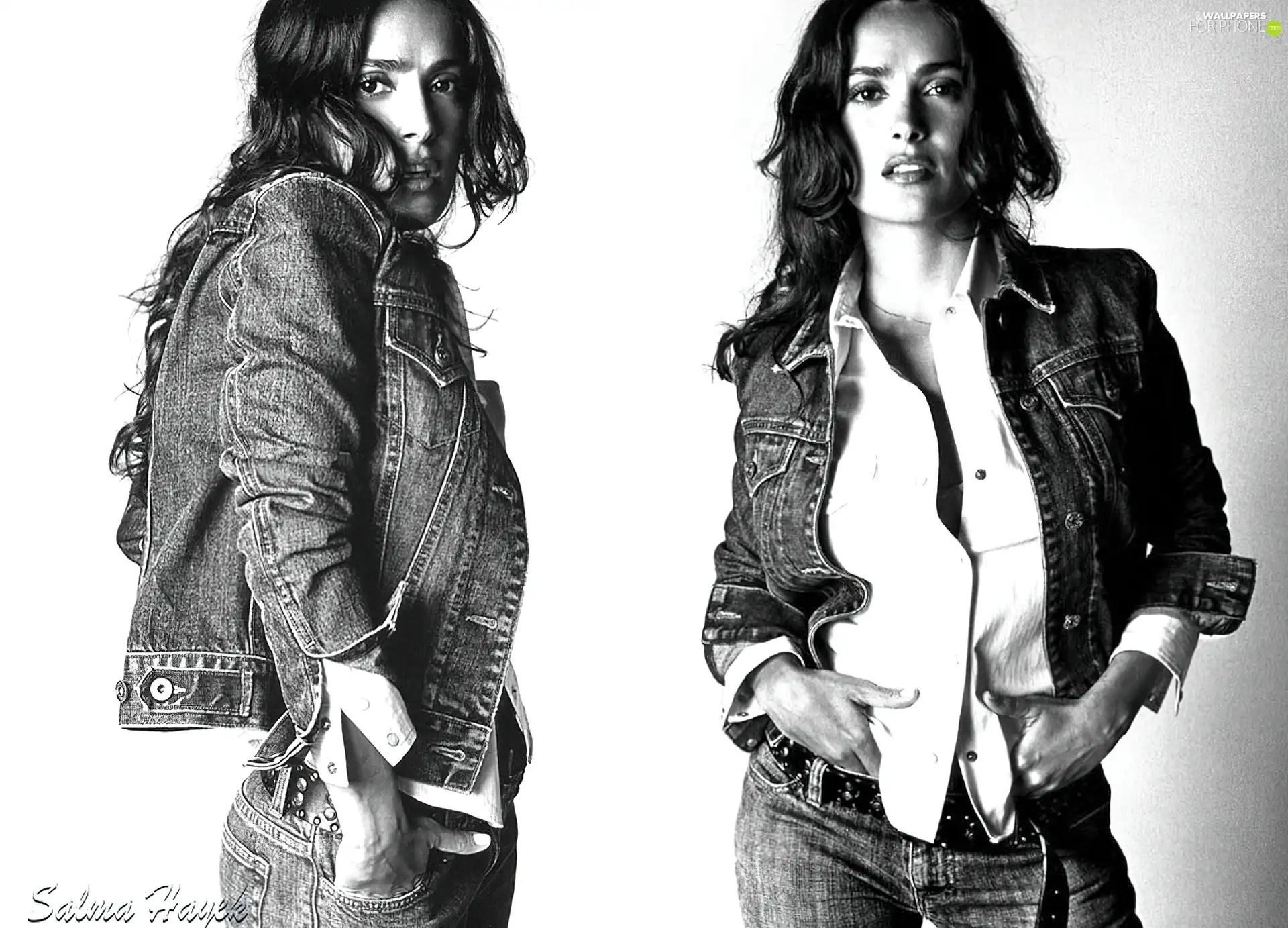 katana, Salma Hayek, Denim
