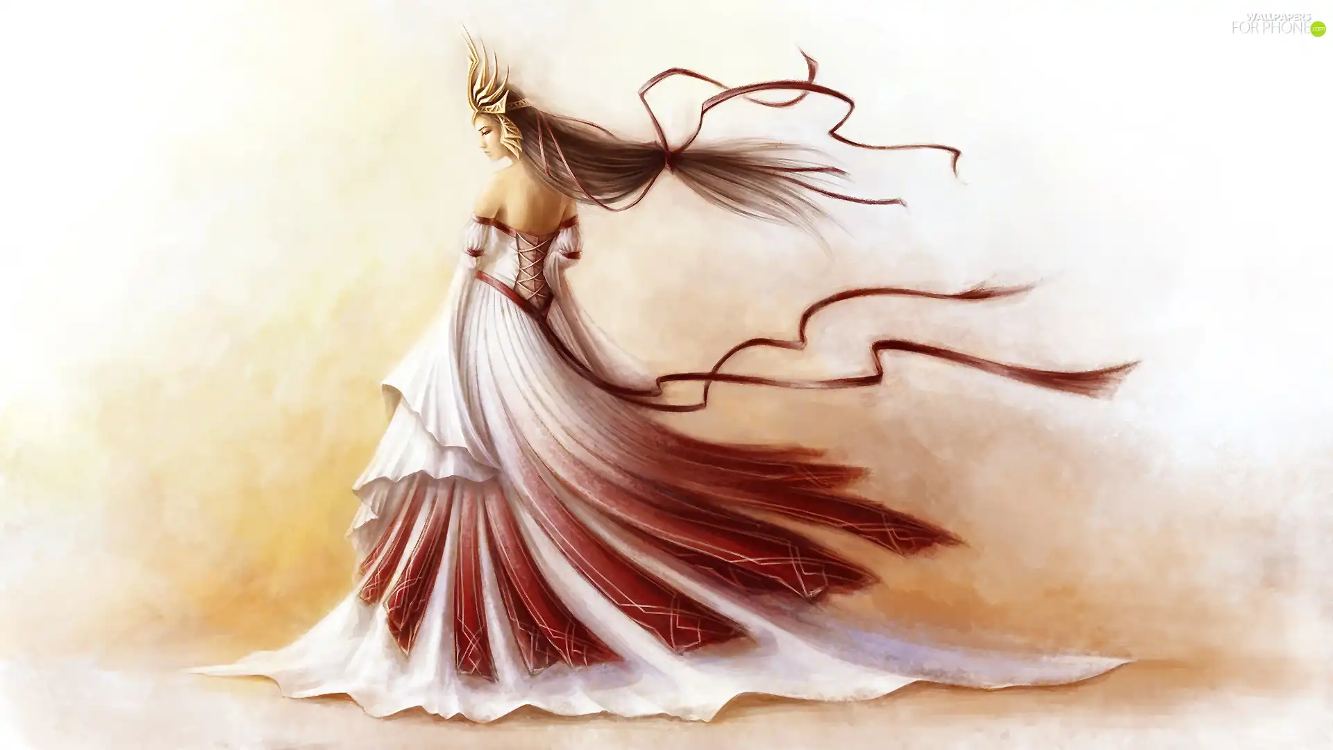 long, graphics, Diadem, Crown, Dress, girl