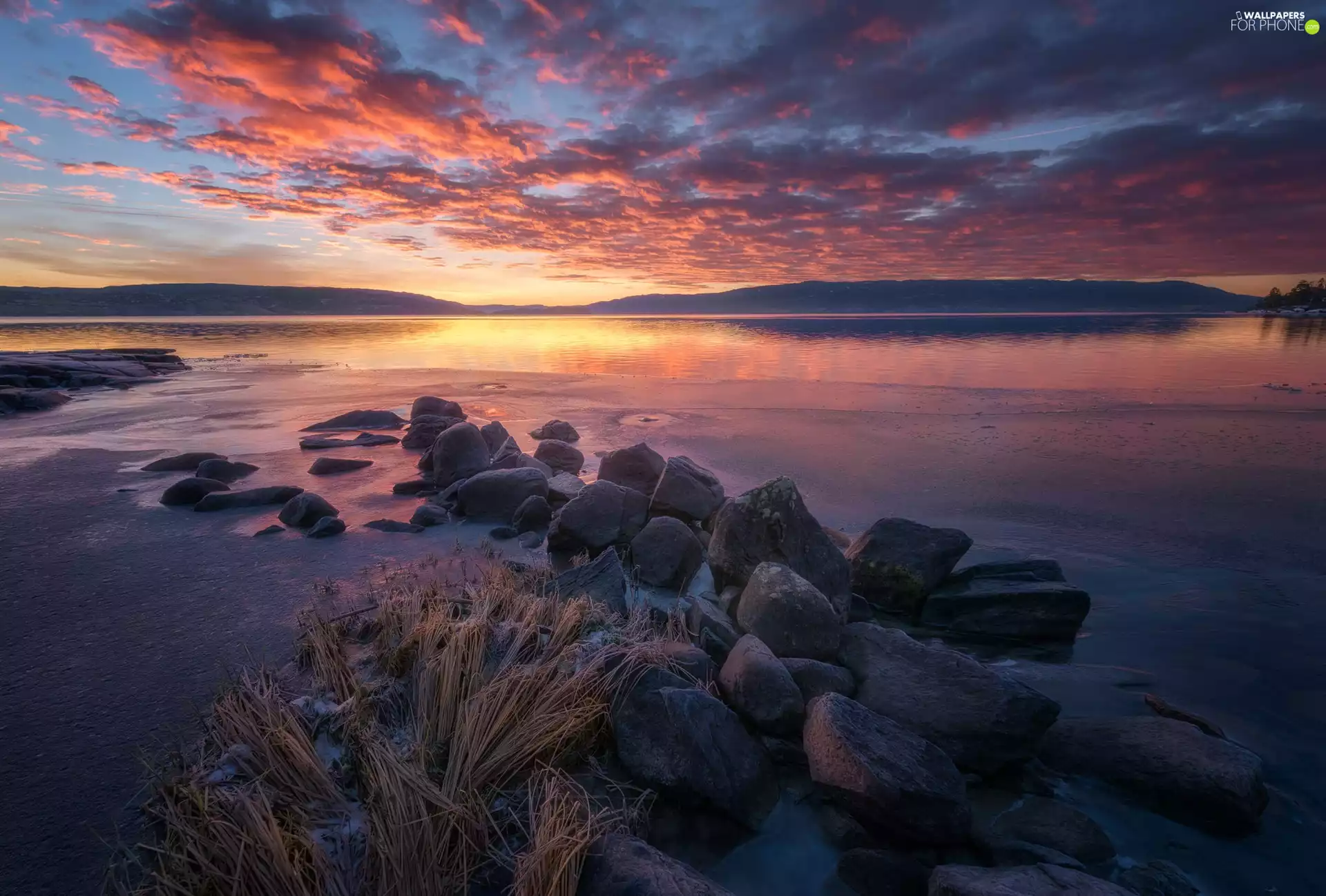 Sunrise, Norway, Stones, Icecream, Lake Tyrifjorden, Buskerud District