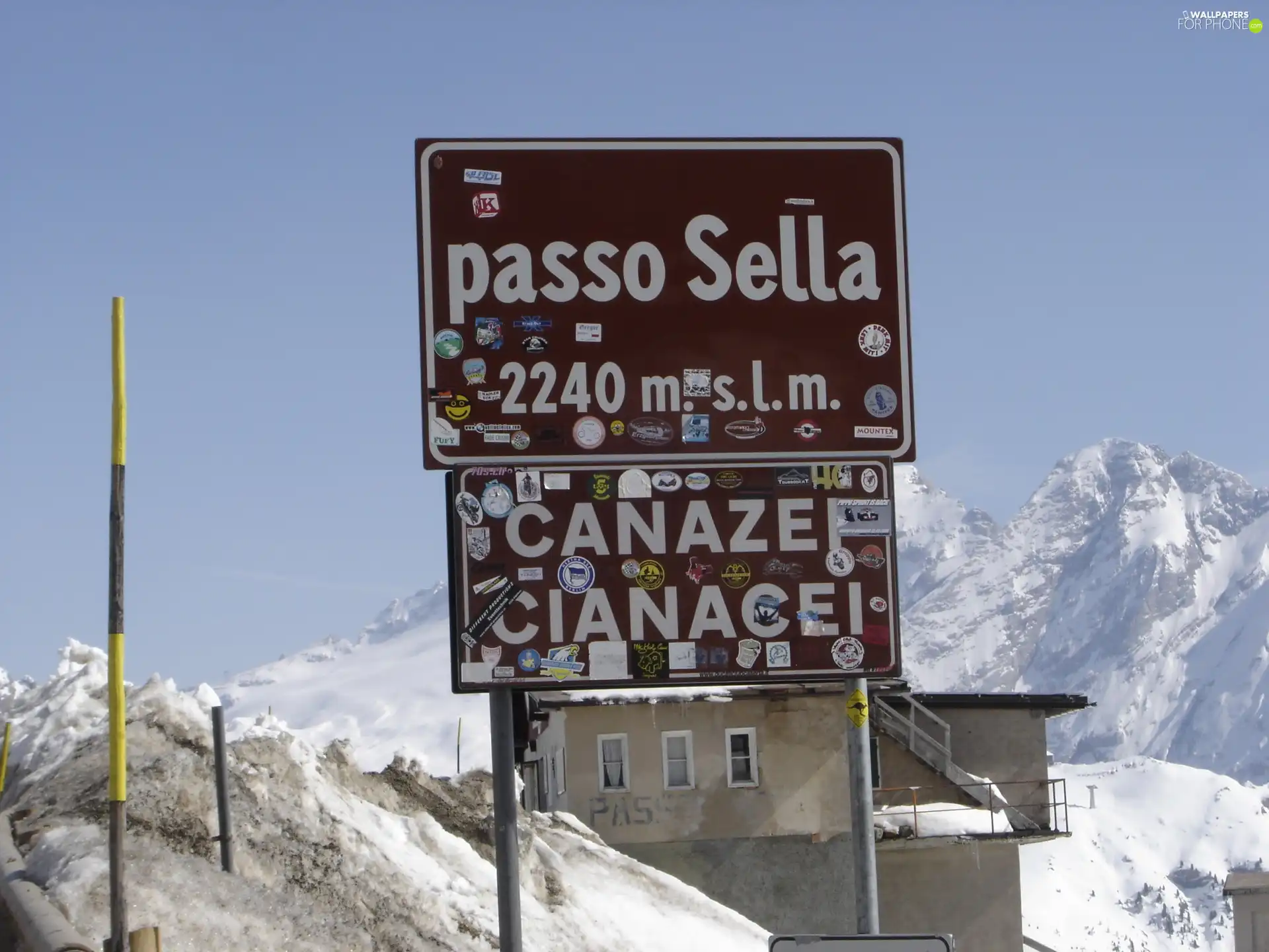 Mountains, passo sella, Dolomites, snow