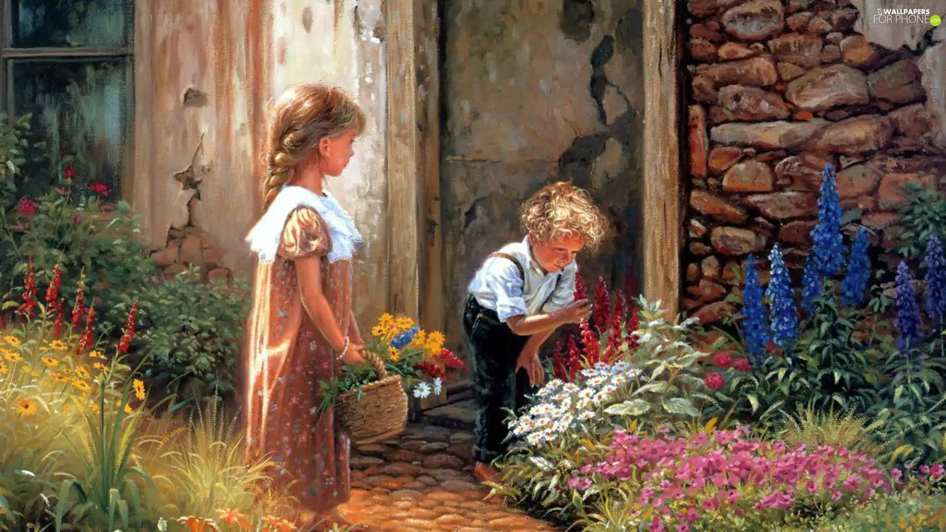 girl, Flowers, Donald Zolan, boy