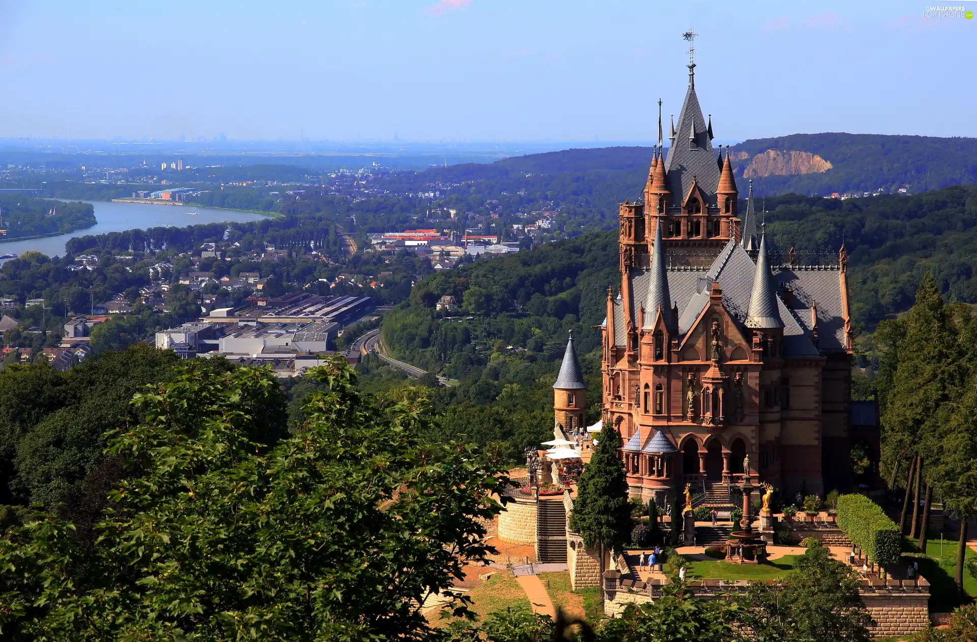 Beauty, town, Drachenburg, panorama