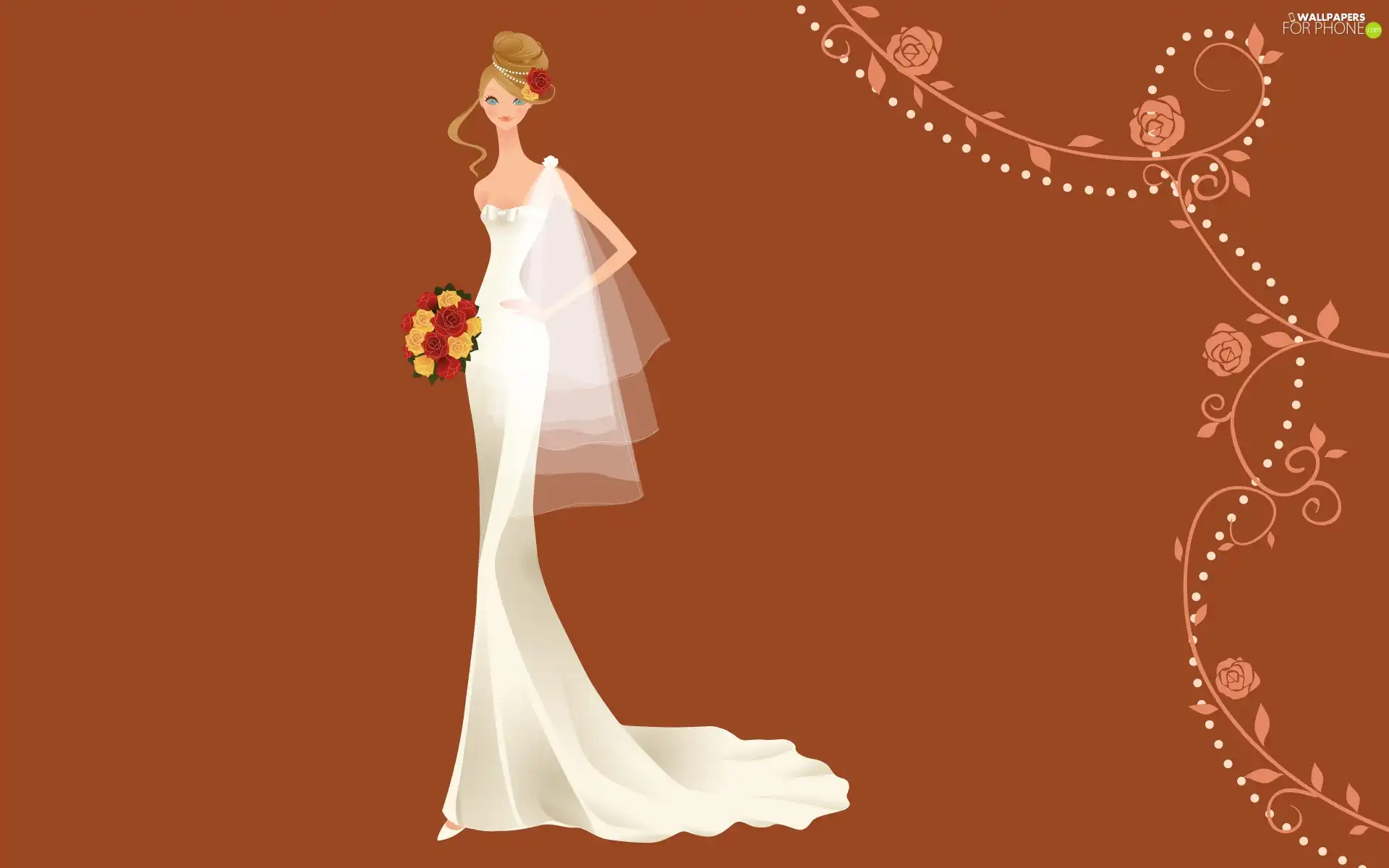lady, long, Dress, young