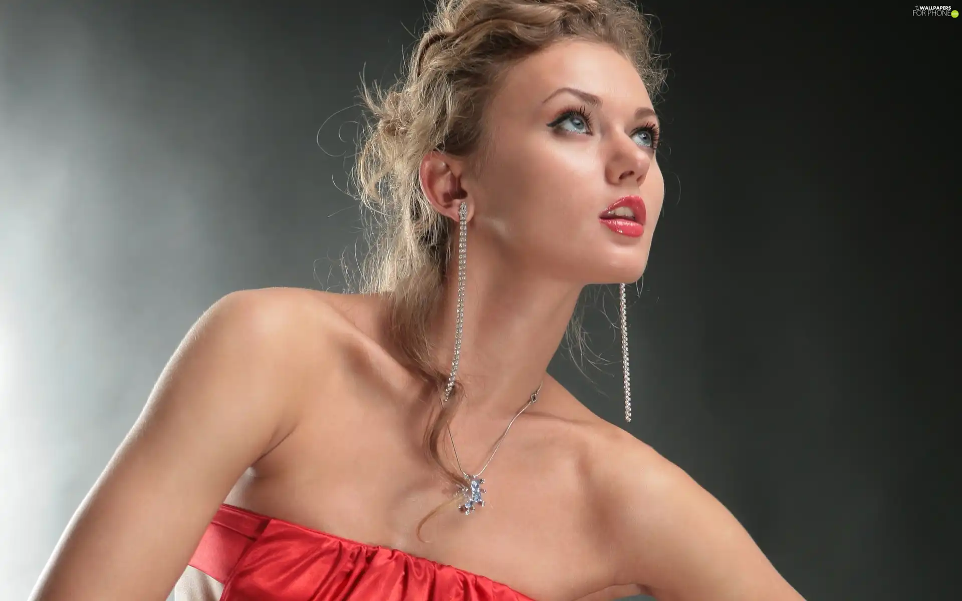 Women, red hot, Dress, jewellery