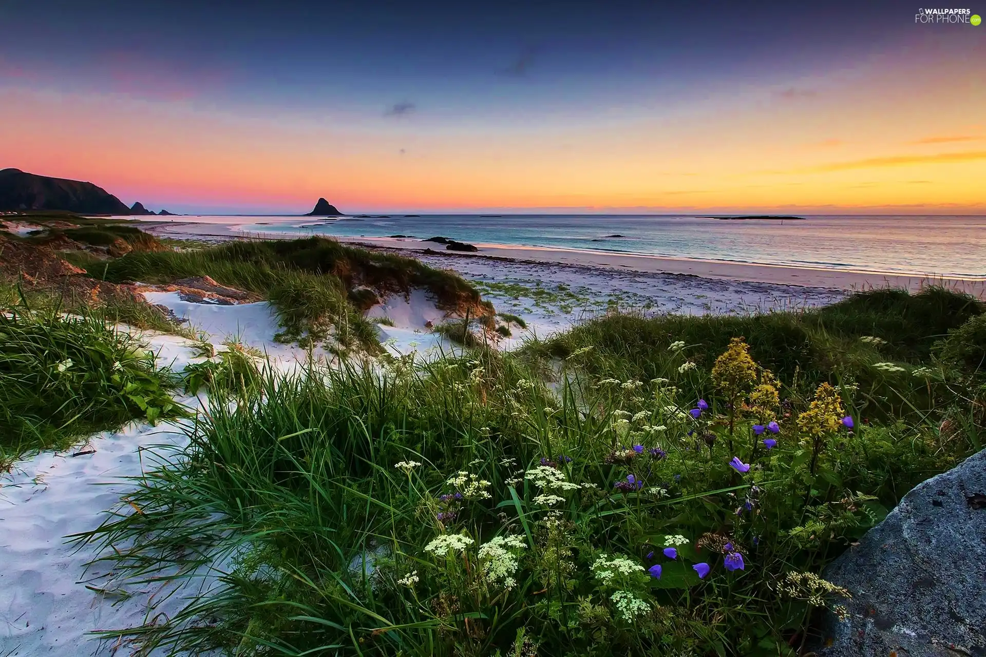 west, sea, Dunes, sun