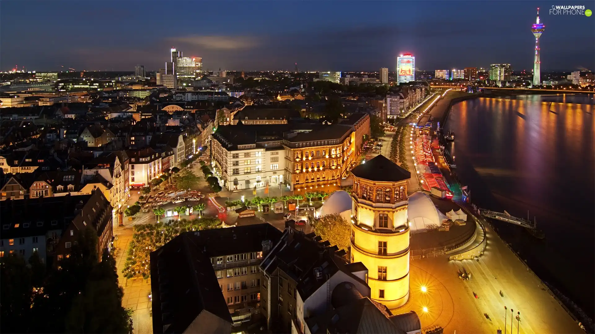 Germany, City at Night, Dusseldorf