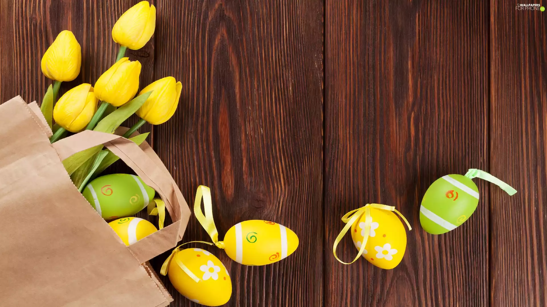 Easter, Yellow, Tulips, eggs