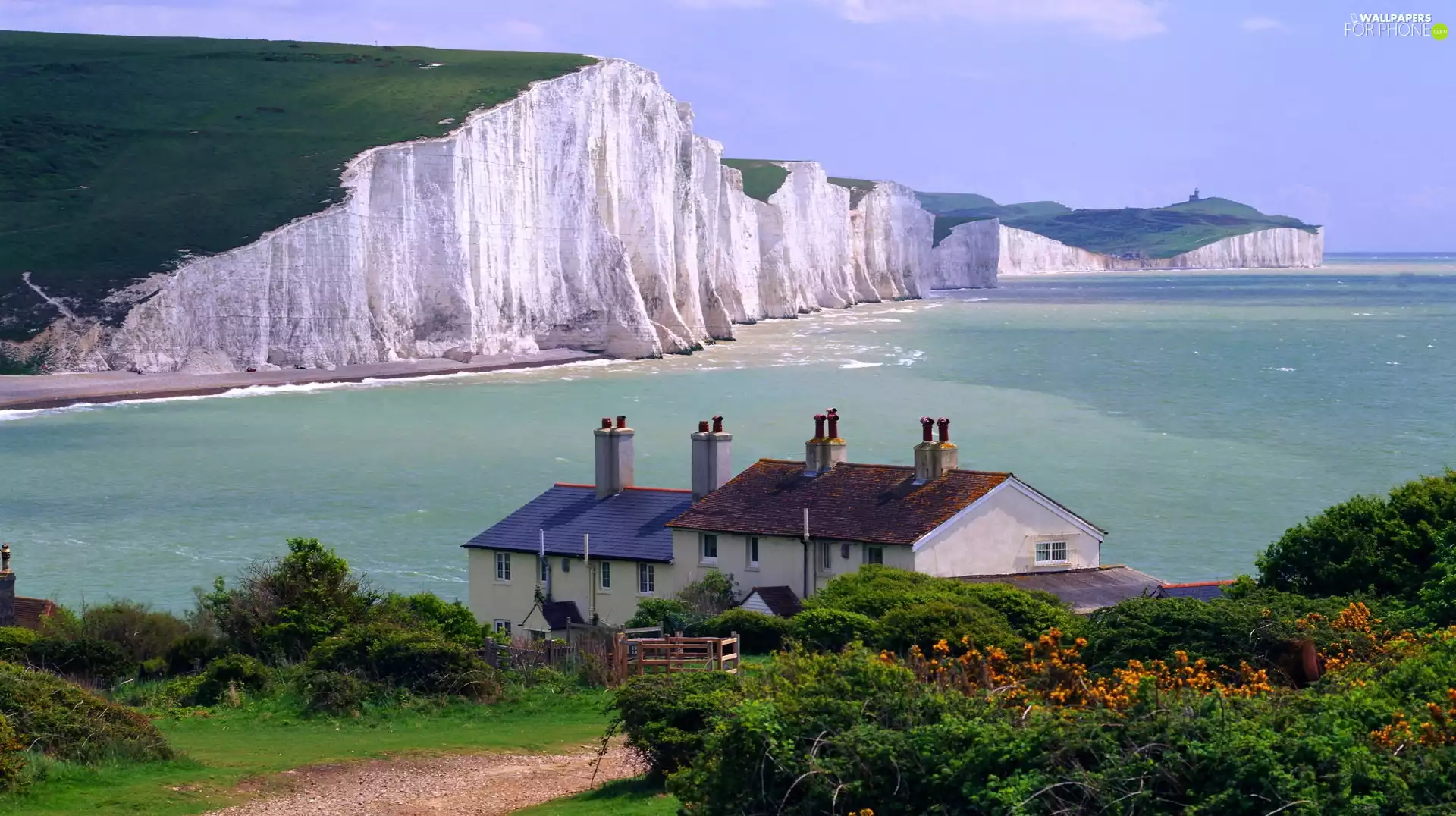 South, England, Cliffs, sea, Chalky