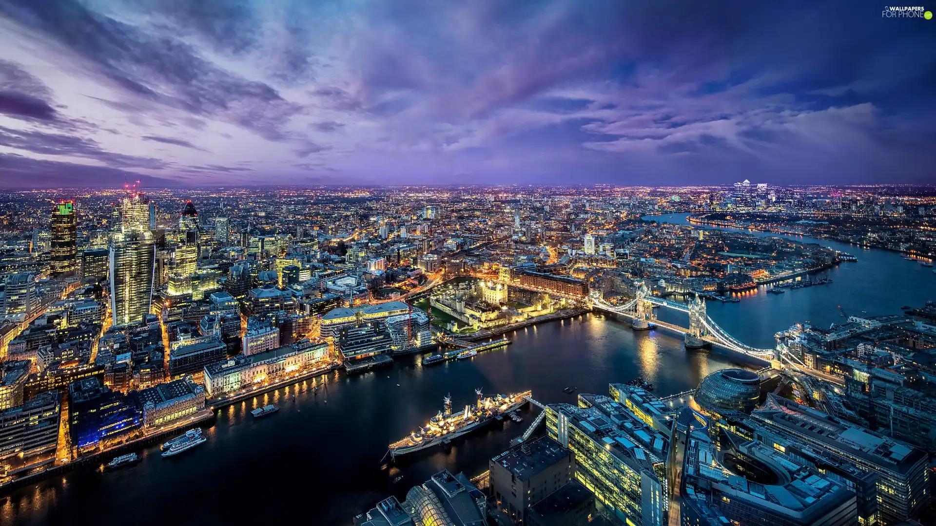 panorama, London, England, town
