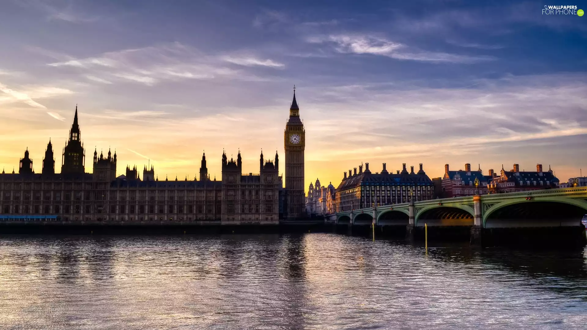 Westminster Bridge, River Thames, London, Big Ben, England