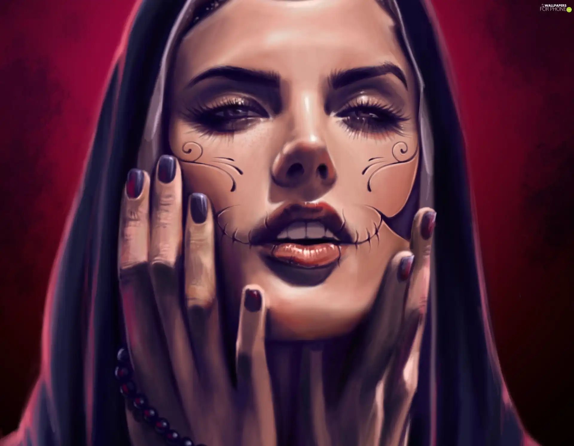 Women, Tattoo, ethnic, face