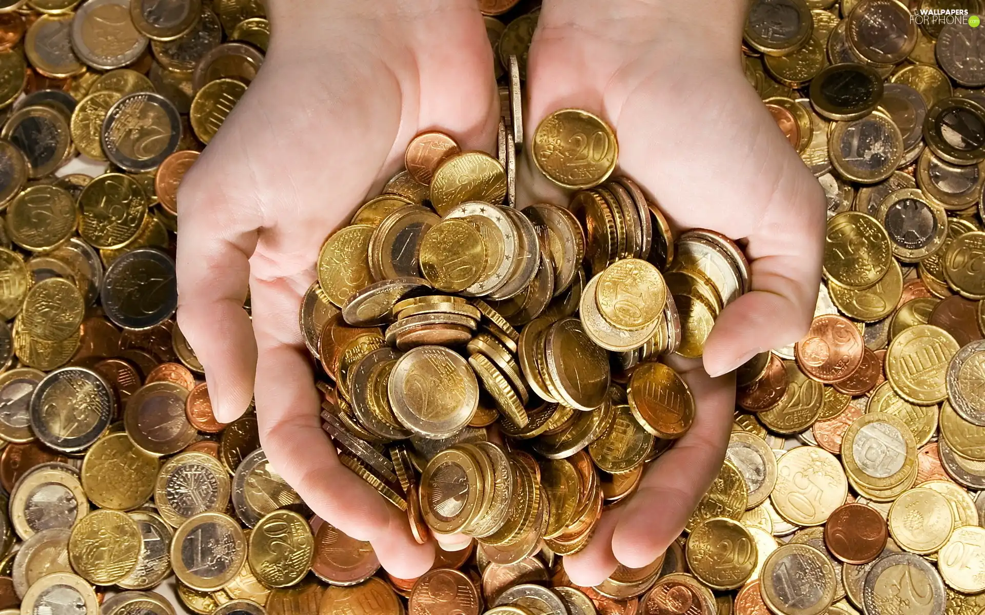 Euro, handful, coin