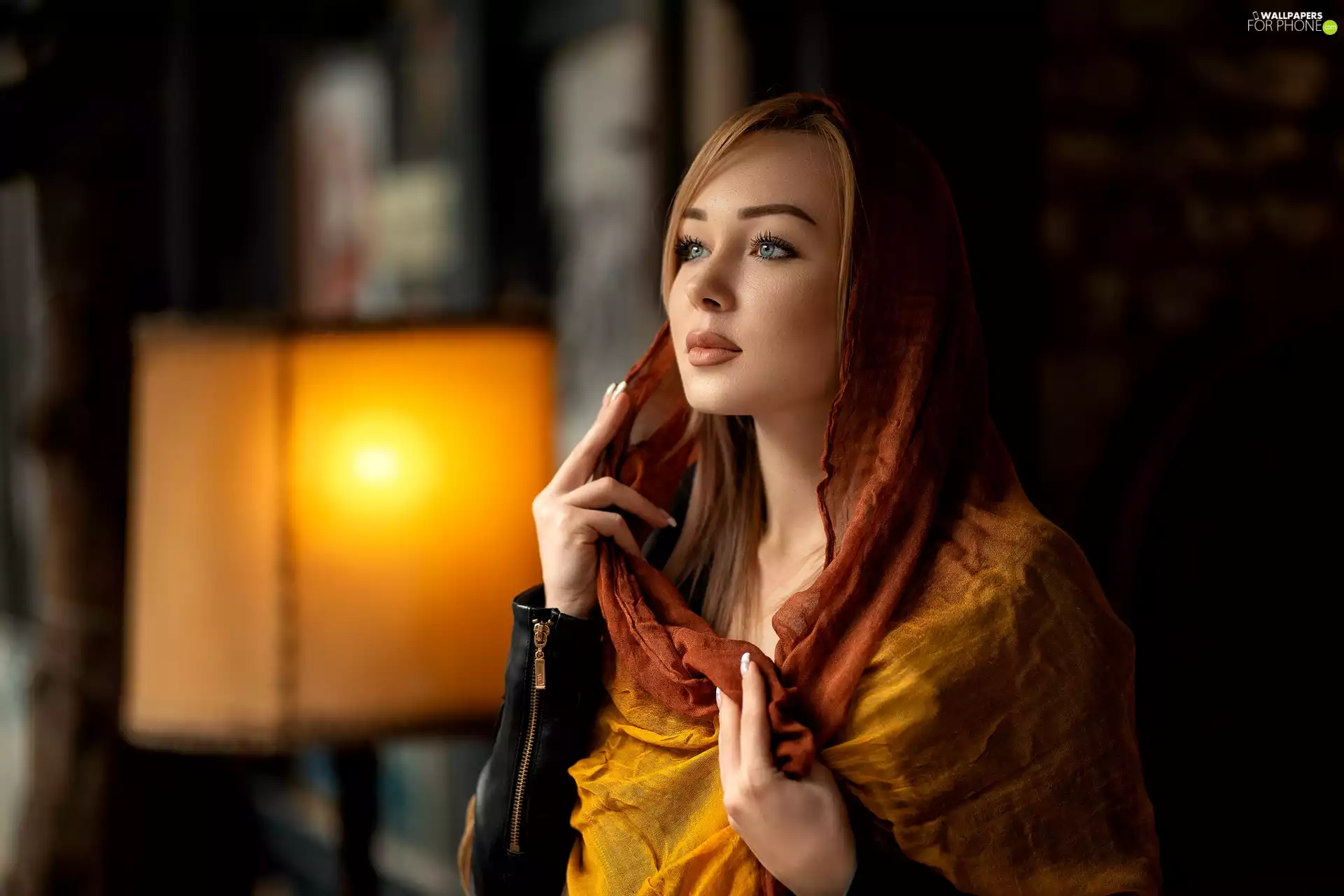 shawl, Women, Blue, Eyes, Blonde, Brown