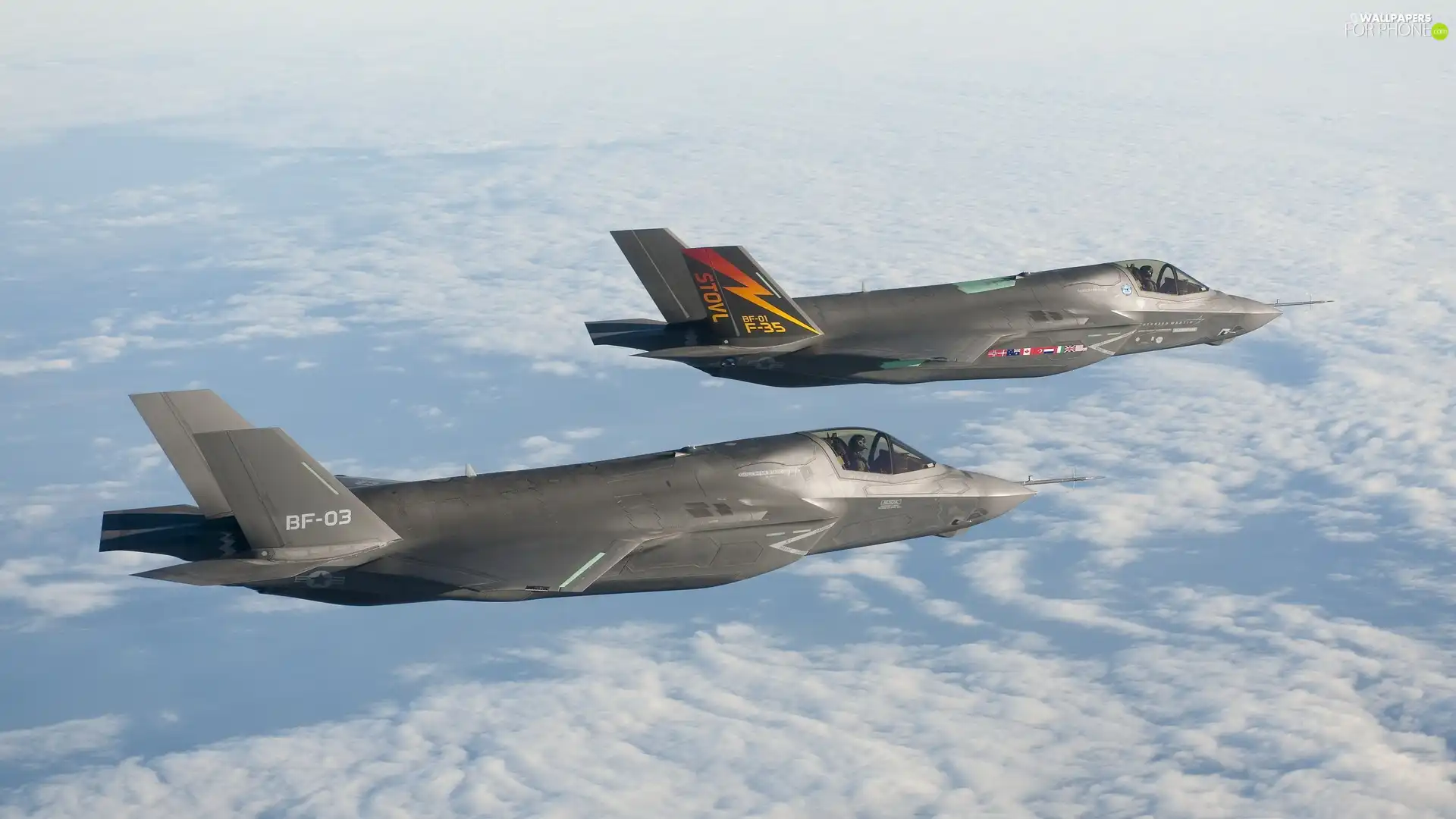 Sky, Two cars, F-35 fighters