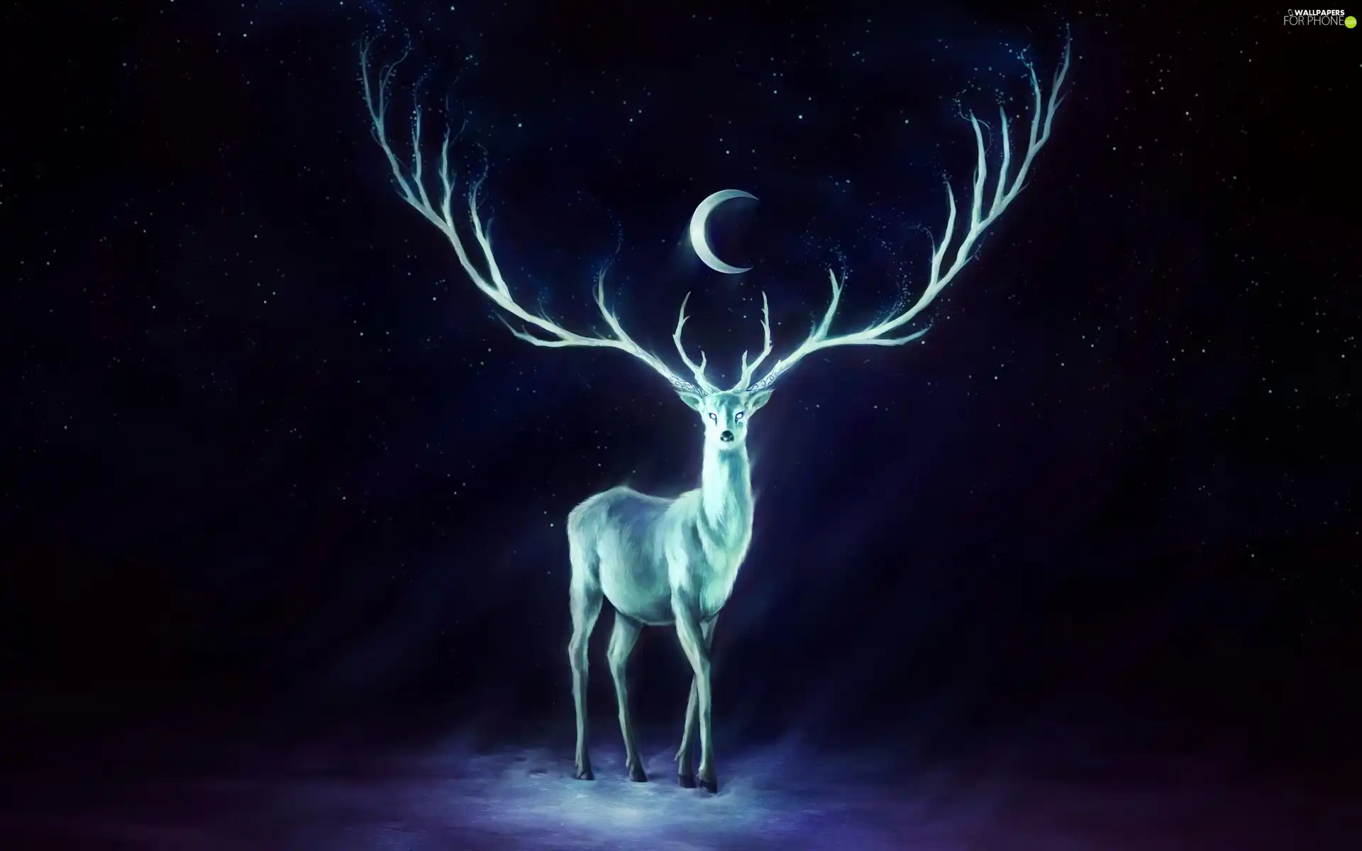 fantasy, deer, moon
