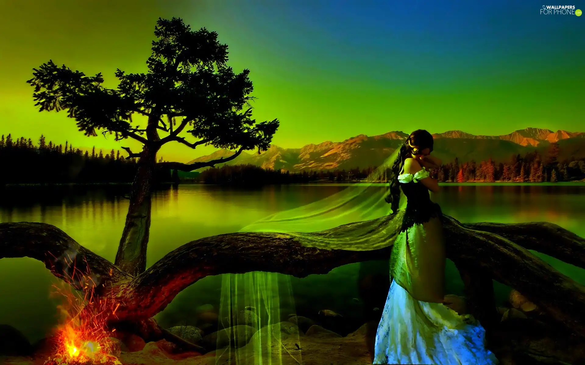 fantasy, Mountains, Women